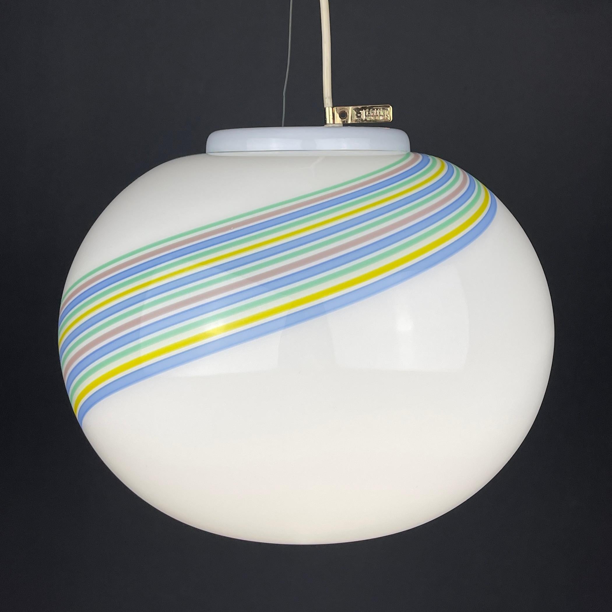 Swirl Murano Glass Pendant Lamp by F.Fabbian, Italy, 1990s  For Sale 2