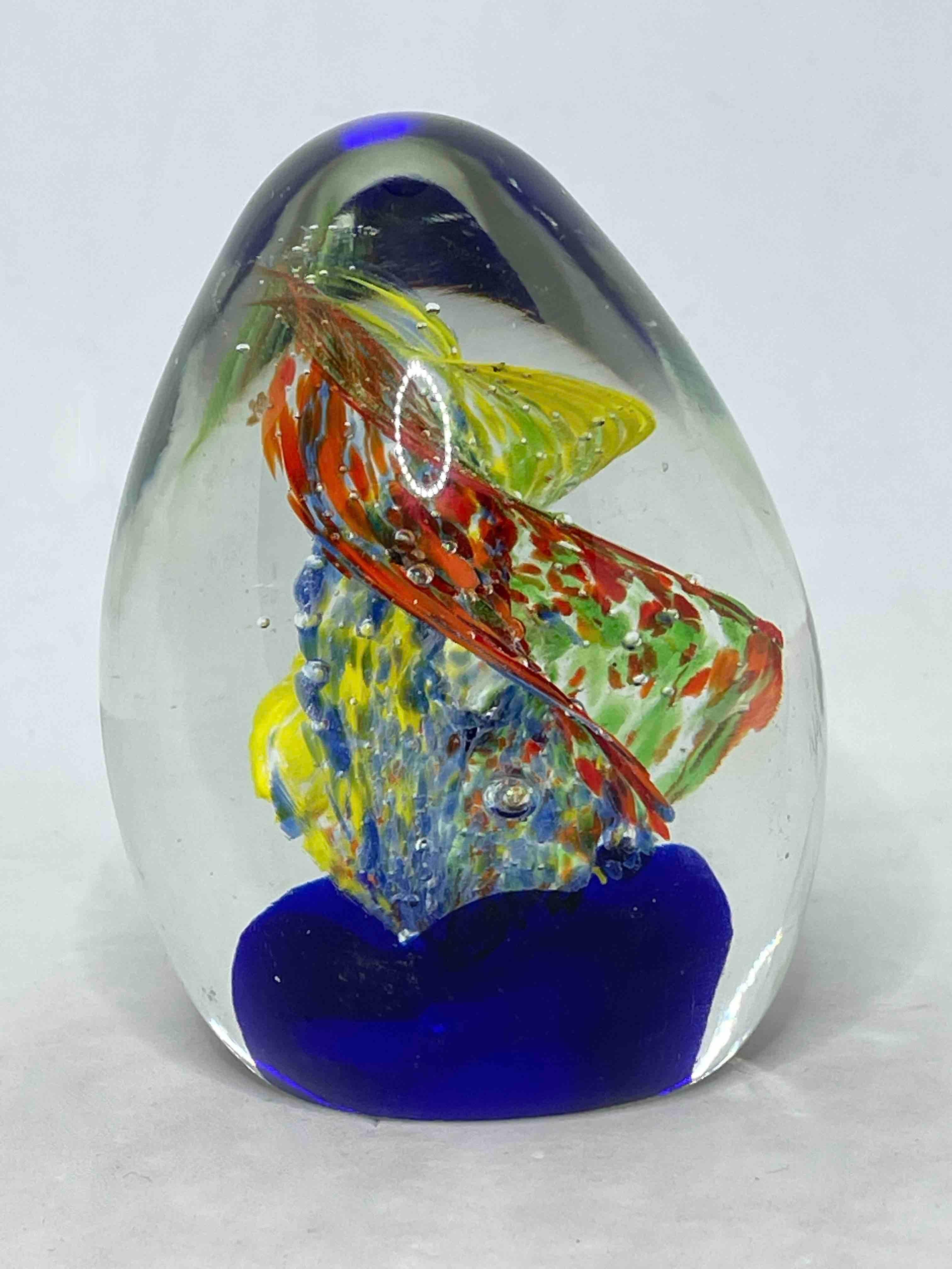 Murano Glass Swirl over Water Murano Italian Art Glass Aquarium Paperweight