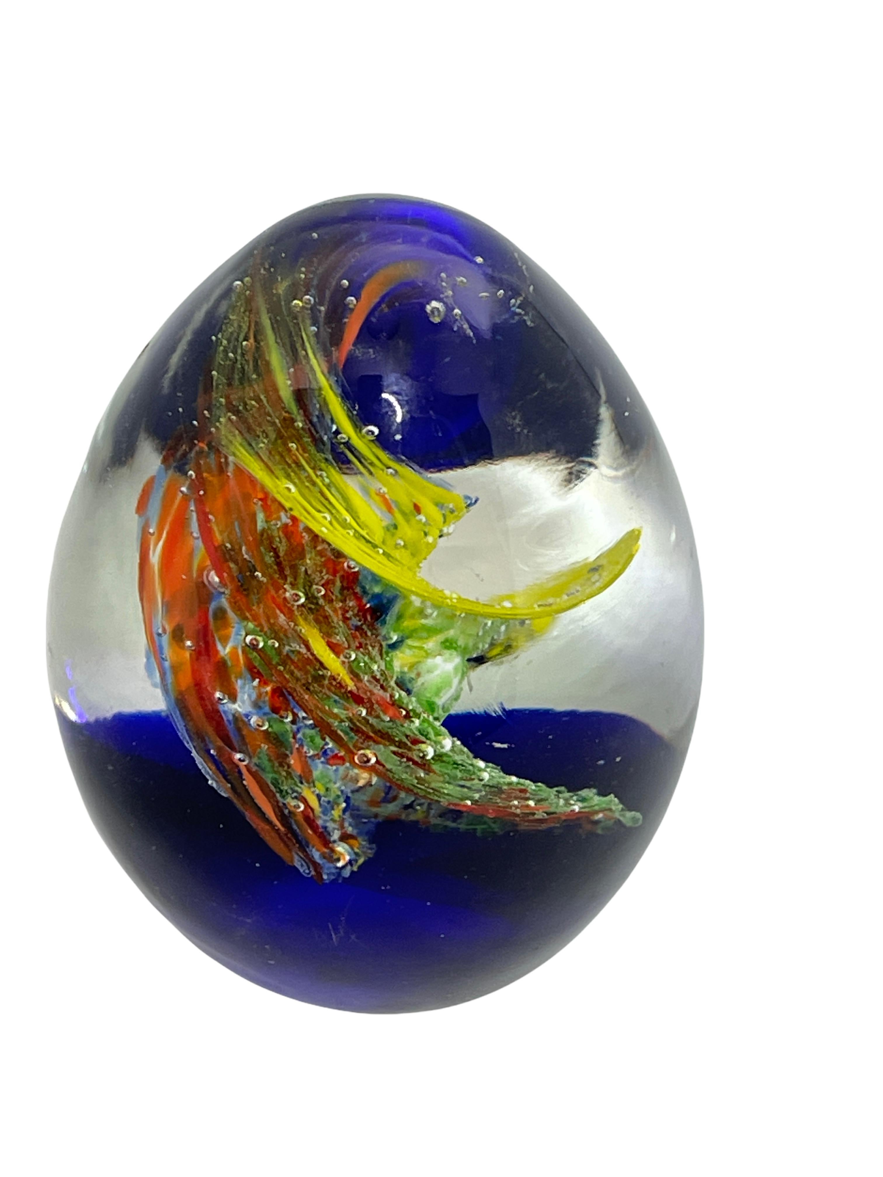 Mid-Century Modern Swirl over Water Murano Italian Art Glass Aquarium Paperweight