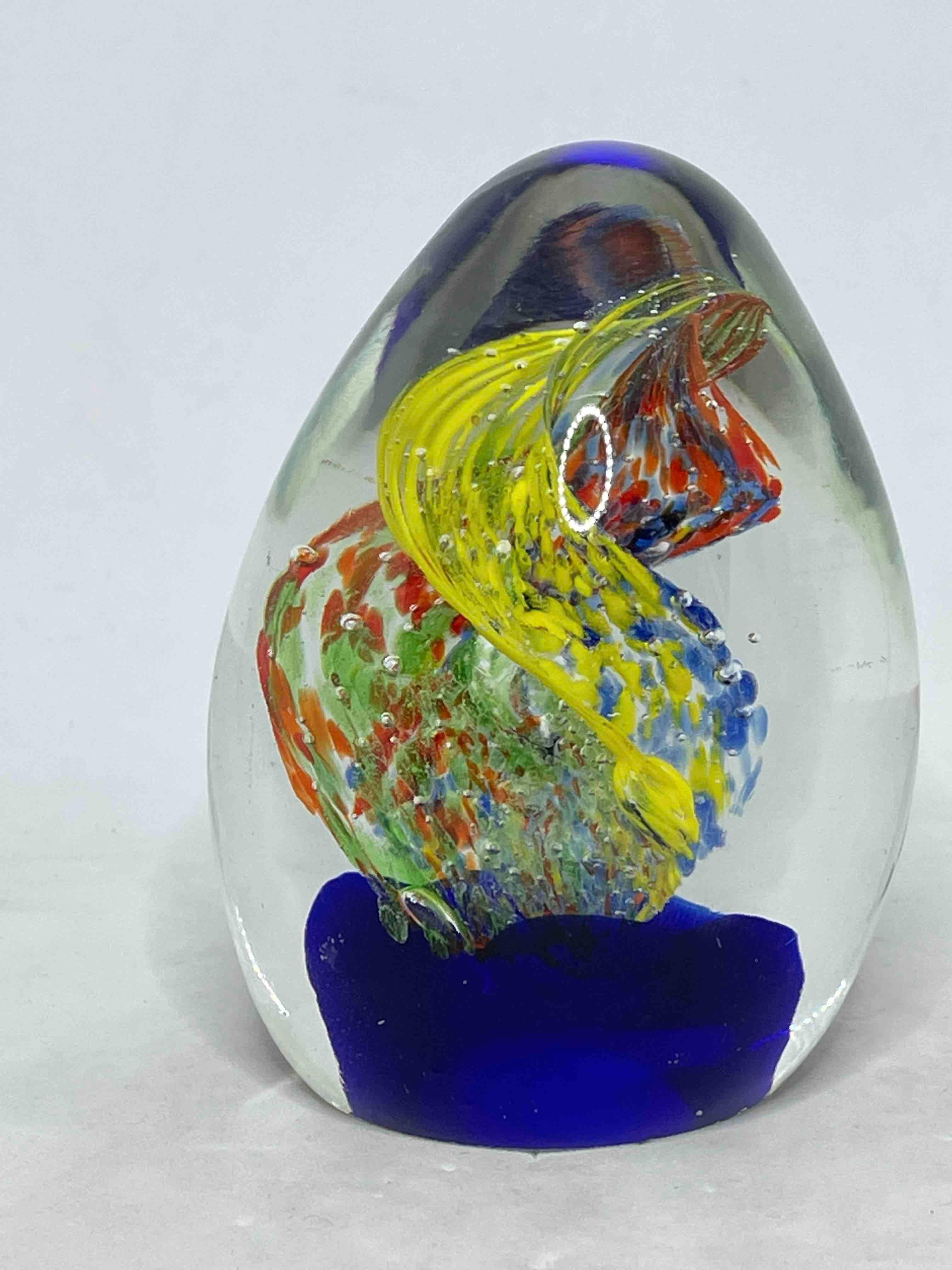 Swirl over Water Murano Italian Art Glass Aquarium Paperweight In Good Condition In Nuernberg, DE