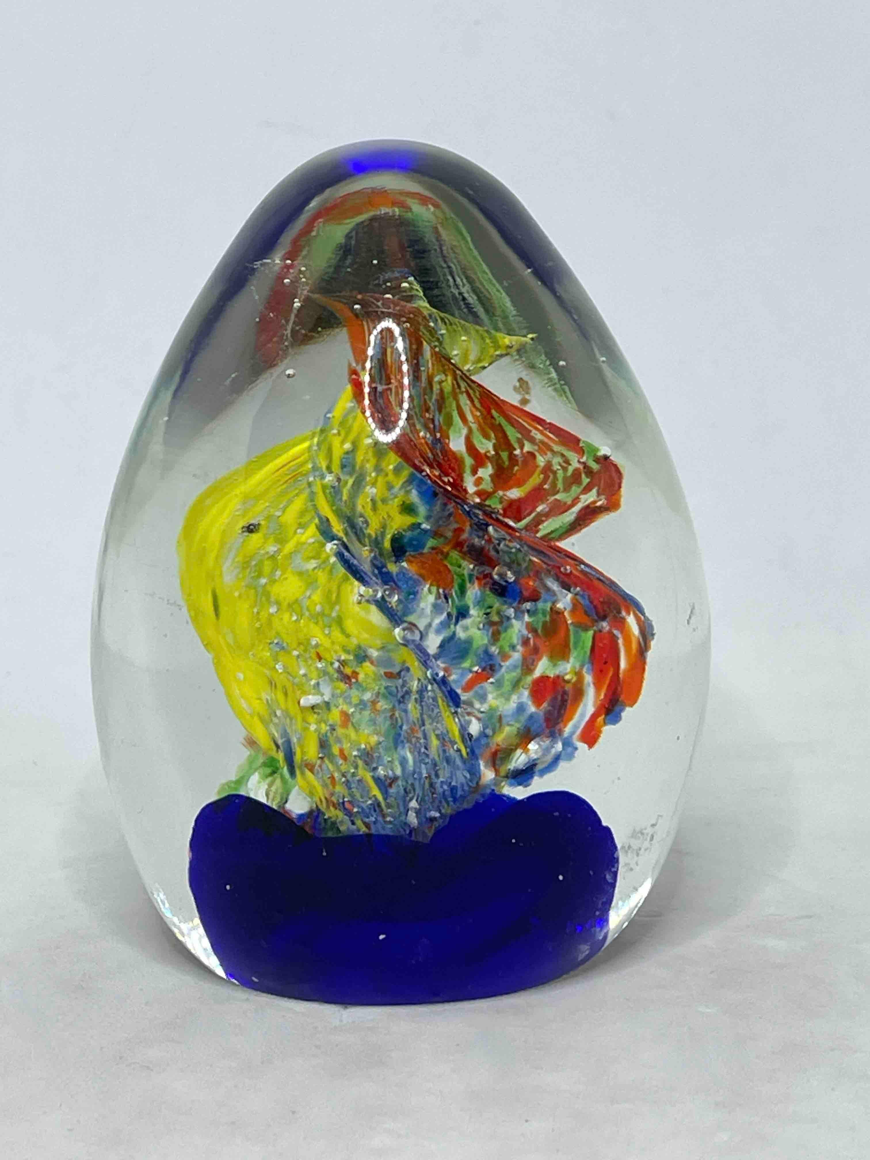 Late 20th Century Swirl over Water Murano Italian Art Glass Aquarium Paperweight