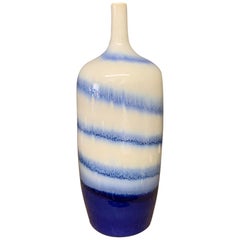 Swirl Pattern Blue and White Porcelain Vase, China, Contemporary