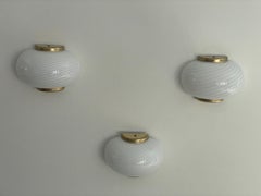 Swirl pattern Murano Glass and Brass Set of 3 Sconces by Beatrix, 1970s, Italy