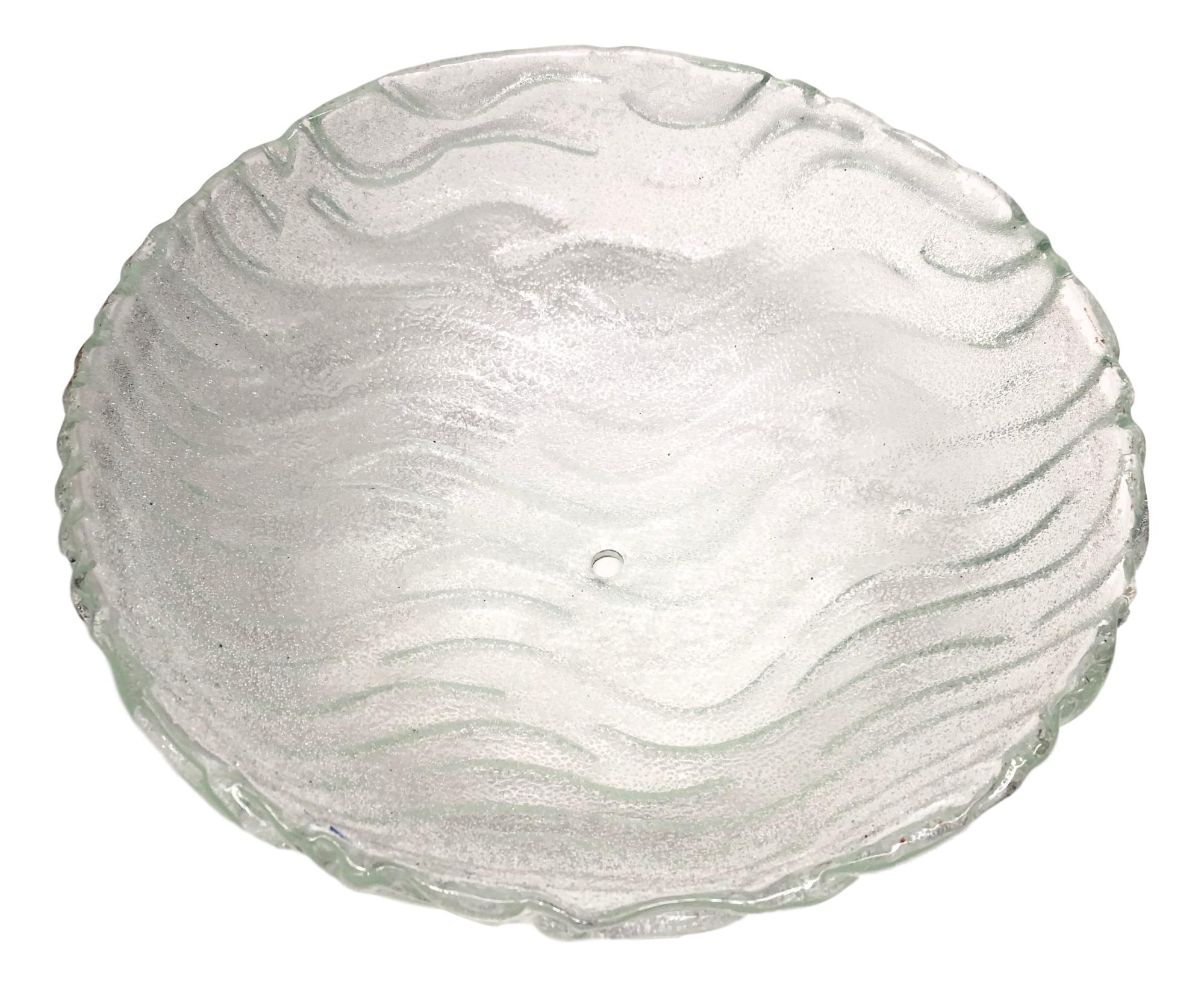 Swirl Pattern Textured Fischer Leuchten Flush Mount, Germany, 1980s For Sale 2