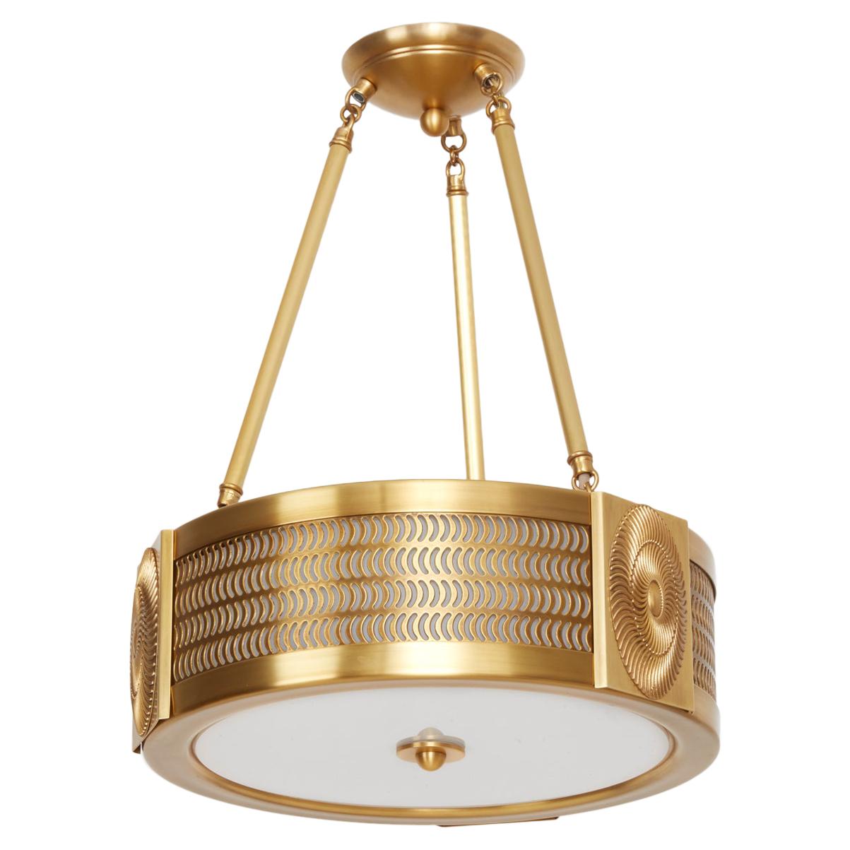 Swirl Pendant Light in Brass by David Duncan