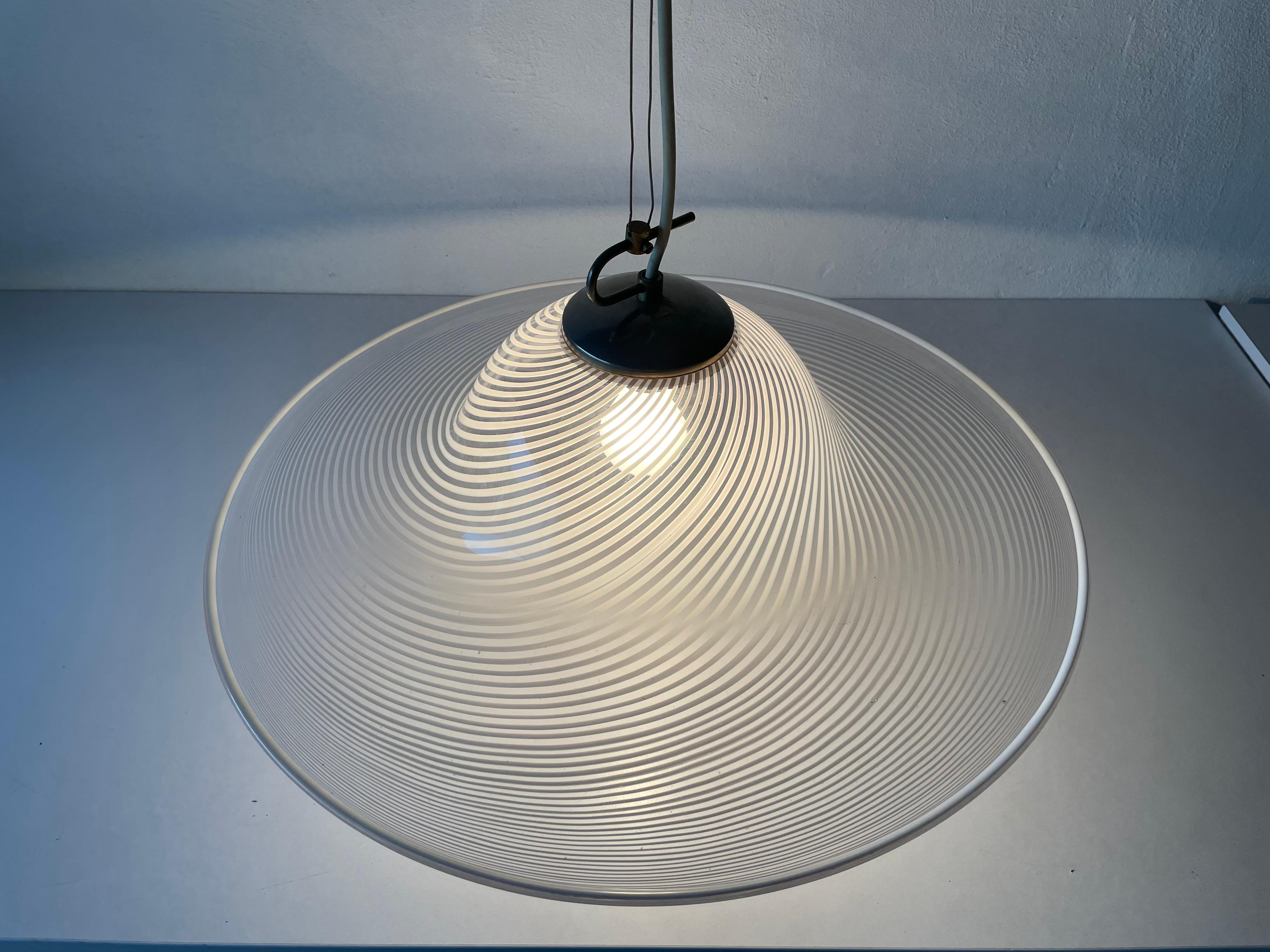 Swirl Printed Glass Large Pendant Lamp by Vetri Murano, 1970s, Italy 3