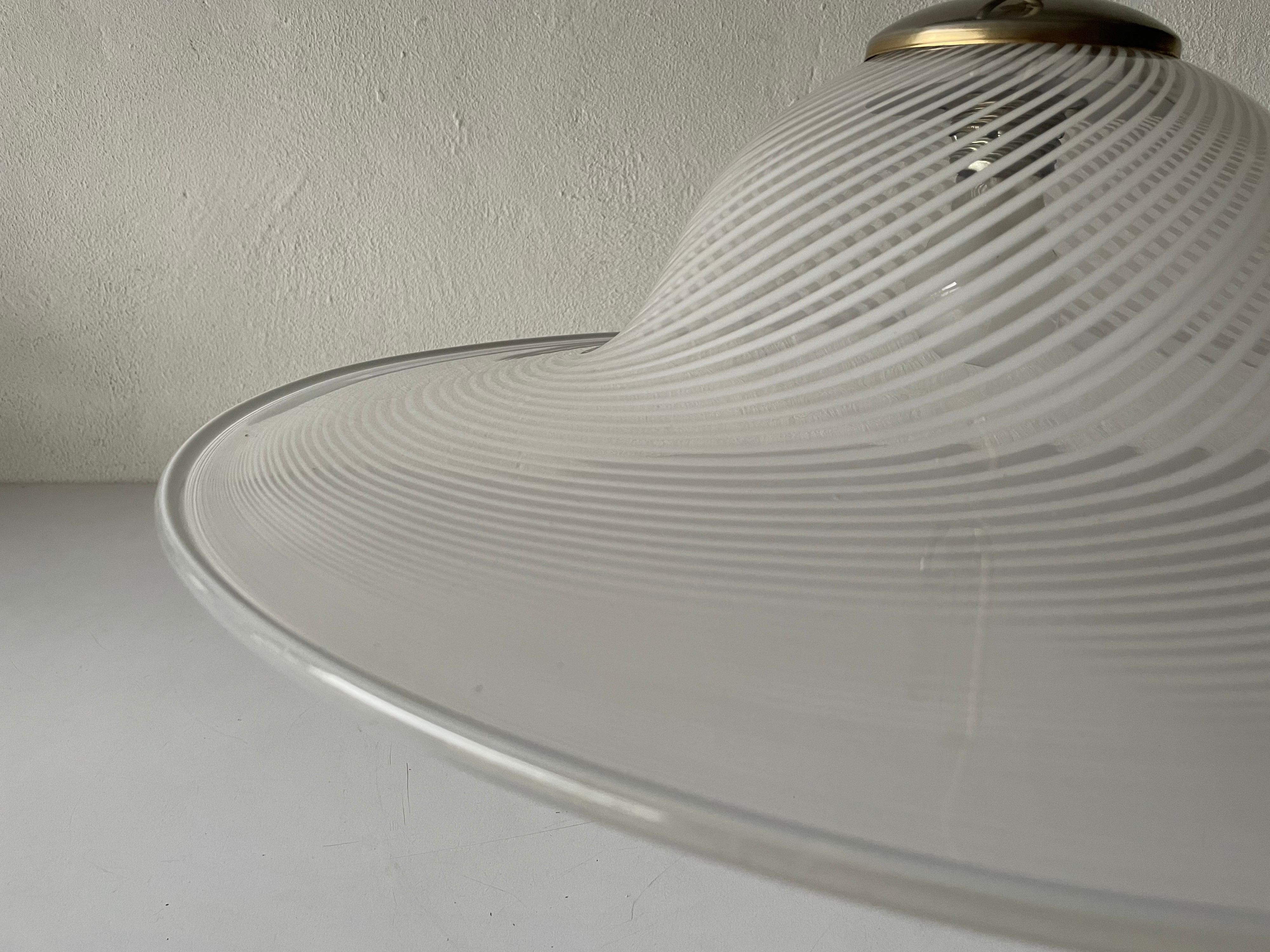 Late 20th Century Swirl Printed Glass Large Pendant Lamp by Vetri Murano, 1970s, Italy
