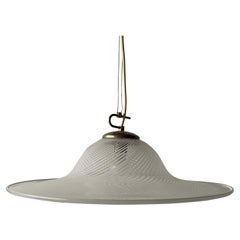 Swirl Printed Glass Large Pendant Lamp by Vetri Murano, 1970s, Italy