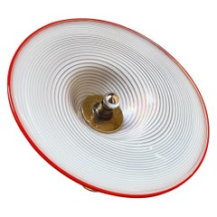 Swirl Printed Glass Large Pendant Lamp by Vetri Murano, 1970s, Italy
