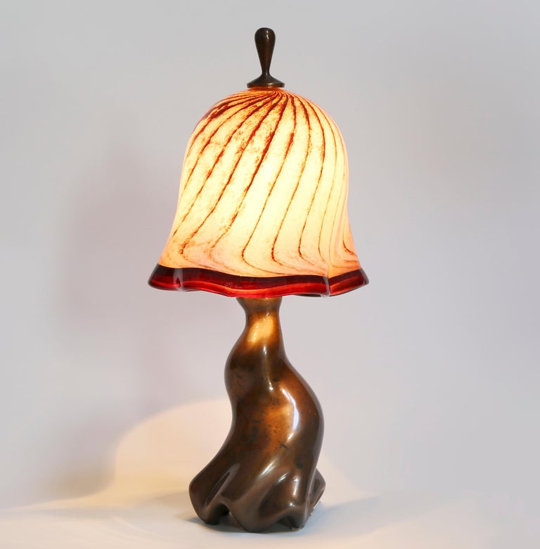 American Swirl Table Lamp, Cast Bronze and Blown Glass, Jordan Mozer, USA, 1997-2019 For Sale