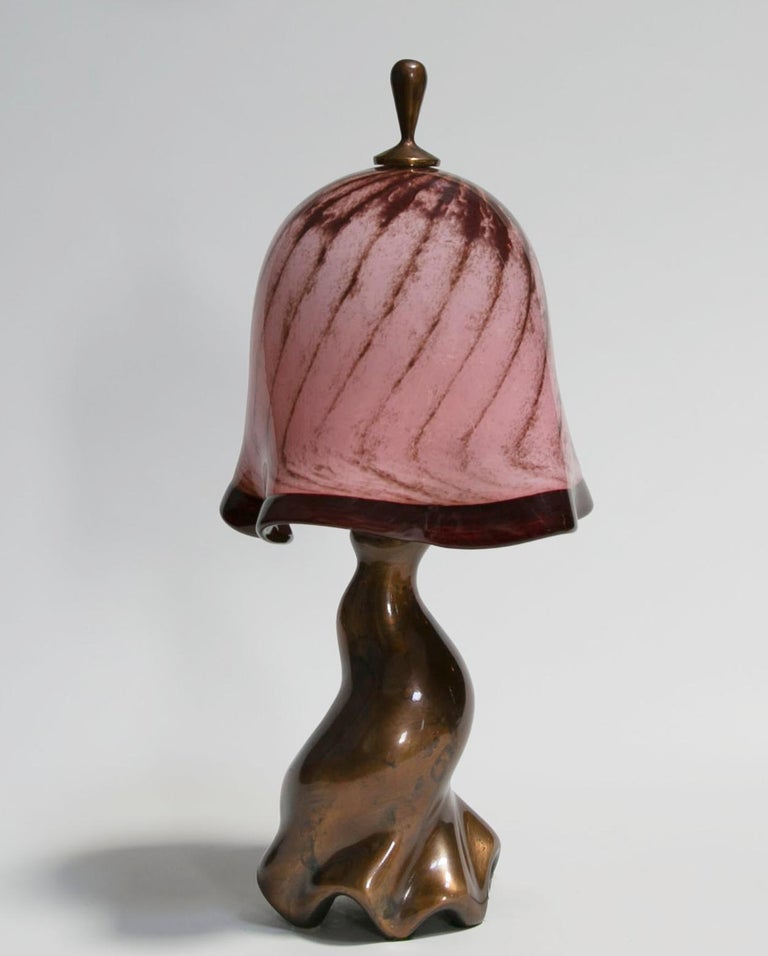 Swirl Table Lamp, Cast Bronze and Blown Glass, Jordan Mozer, USA, 1997-2019 In Excellent Condition For Sale In Chicago, IL