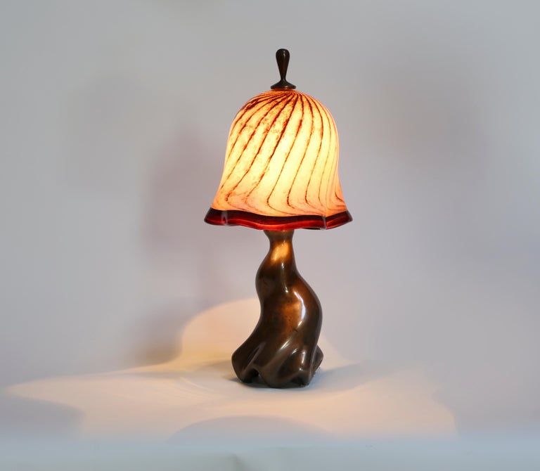 Swirl Table Lamp, Cast Bronze and Blown Glass, Jordan Mozer, USA, 1997-2019 For Sale 2