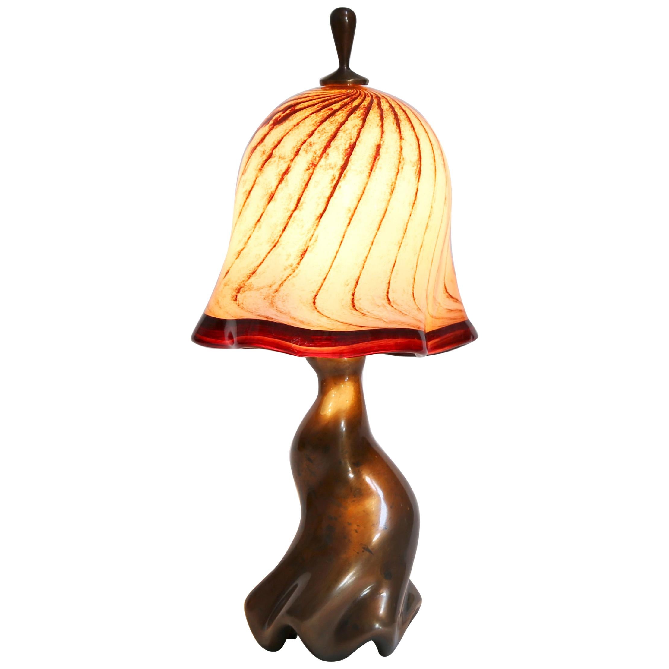 Swirl Table Lamp, Cast Bronze and Blown Glass, Jordan Mozer, USA, 1997-2019 For Sale