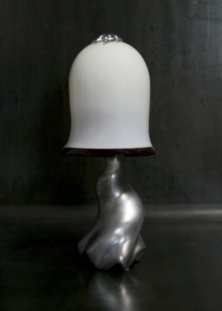 American Swirl Table Lamp, Cast Magnesium Alu & Blown Glass, Jordan Mozer, Usa, 1997/2019 For Sale