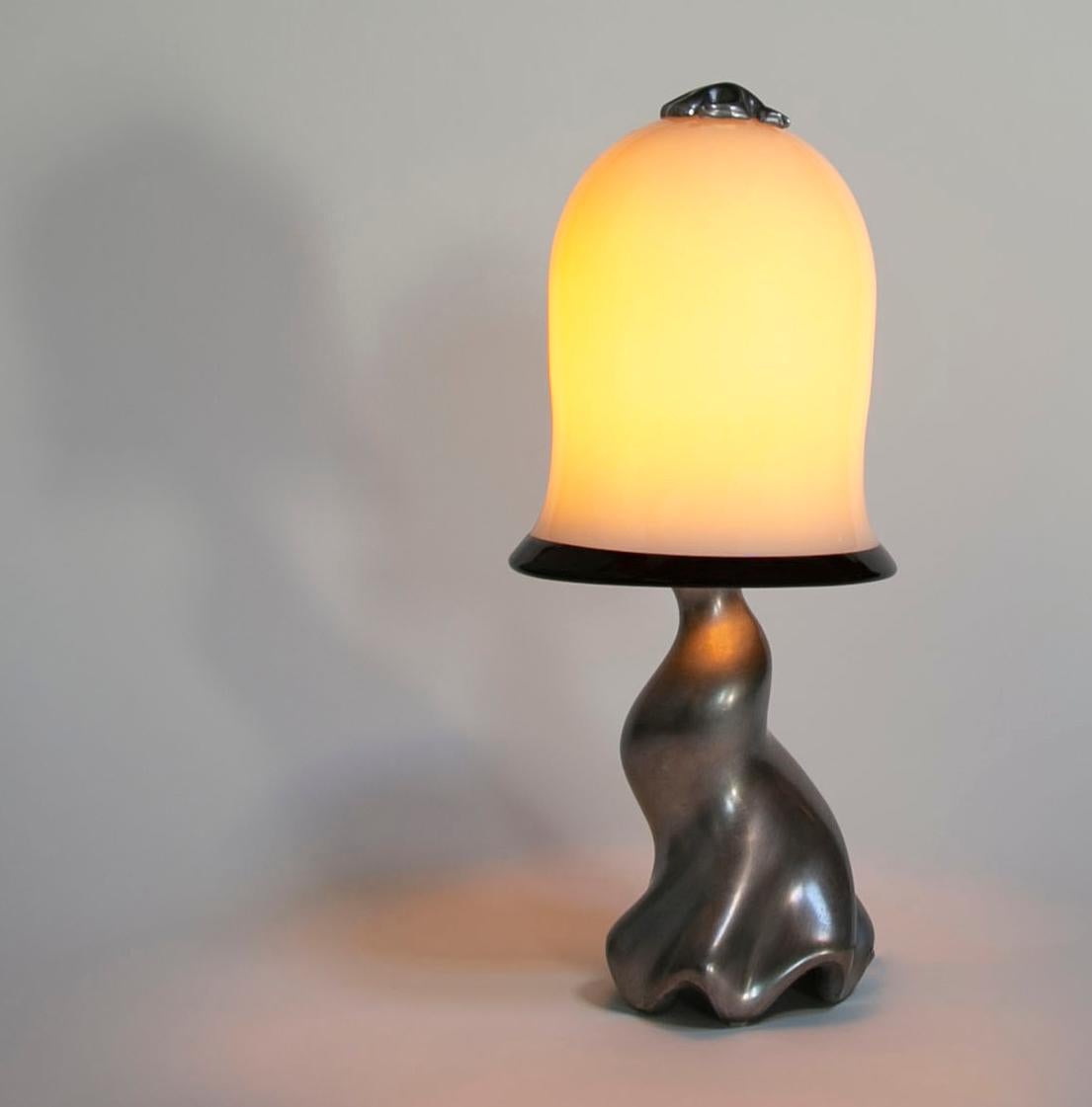 20th Century Swirl Table Lamp, Cast Magnesium Alu & Blown Glass, Jordan Mozer, Usa, 1997/2019 For Sale