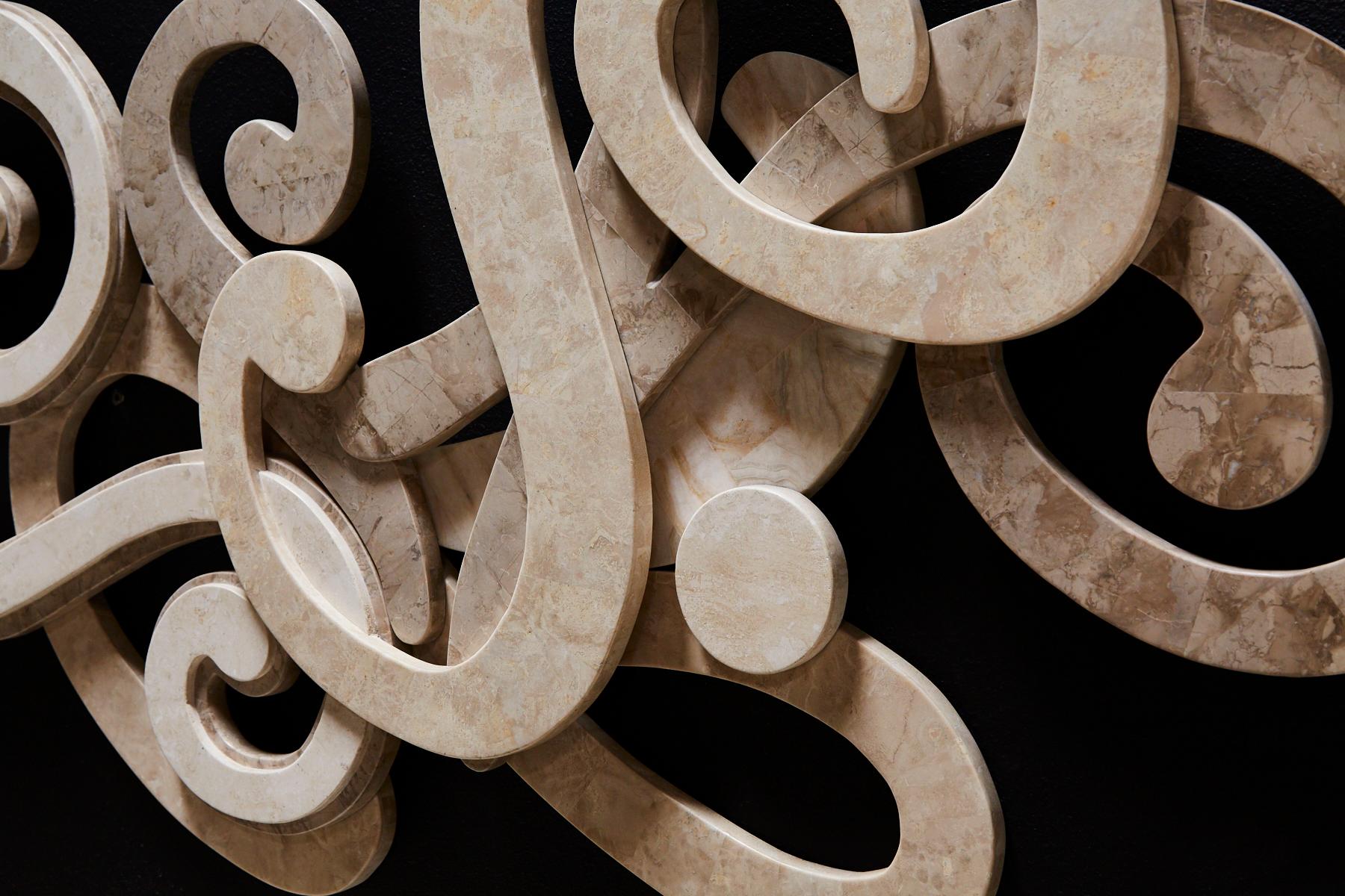 Inlay Swirl Tessellated Stone Wall Sculpture For Sale