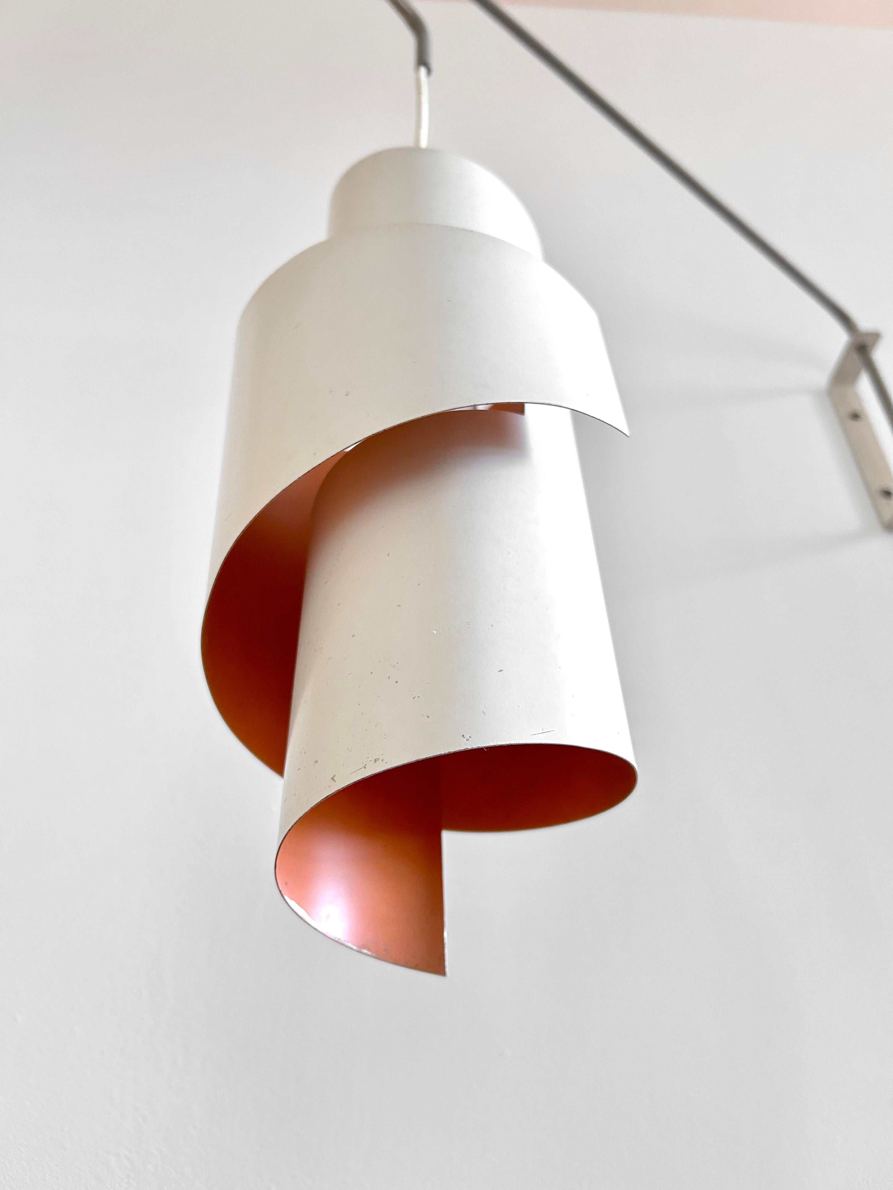 Swirl White Pendant Wall Lamps by Simon Henningsen, Denmark, 1960s For Sale 4