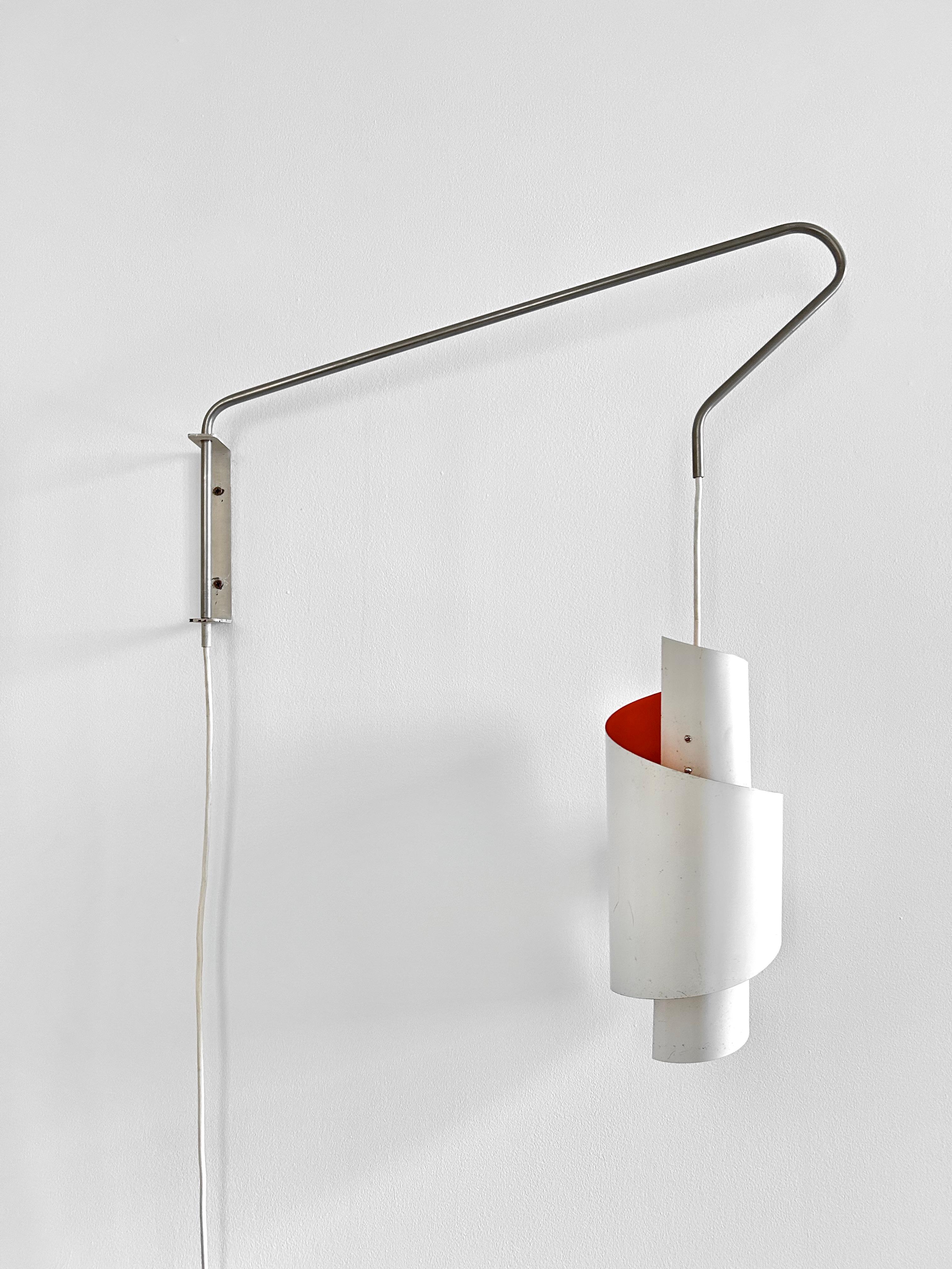 Scandinavian Modern Swirl White Pendant Wall Lamps by Simon Henningsen, Denmark, 1960s For Sale