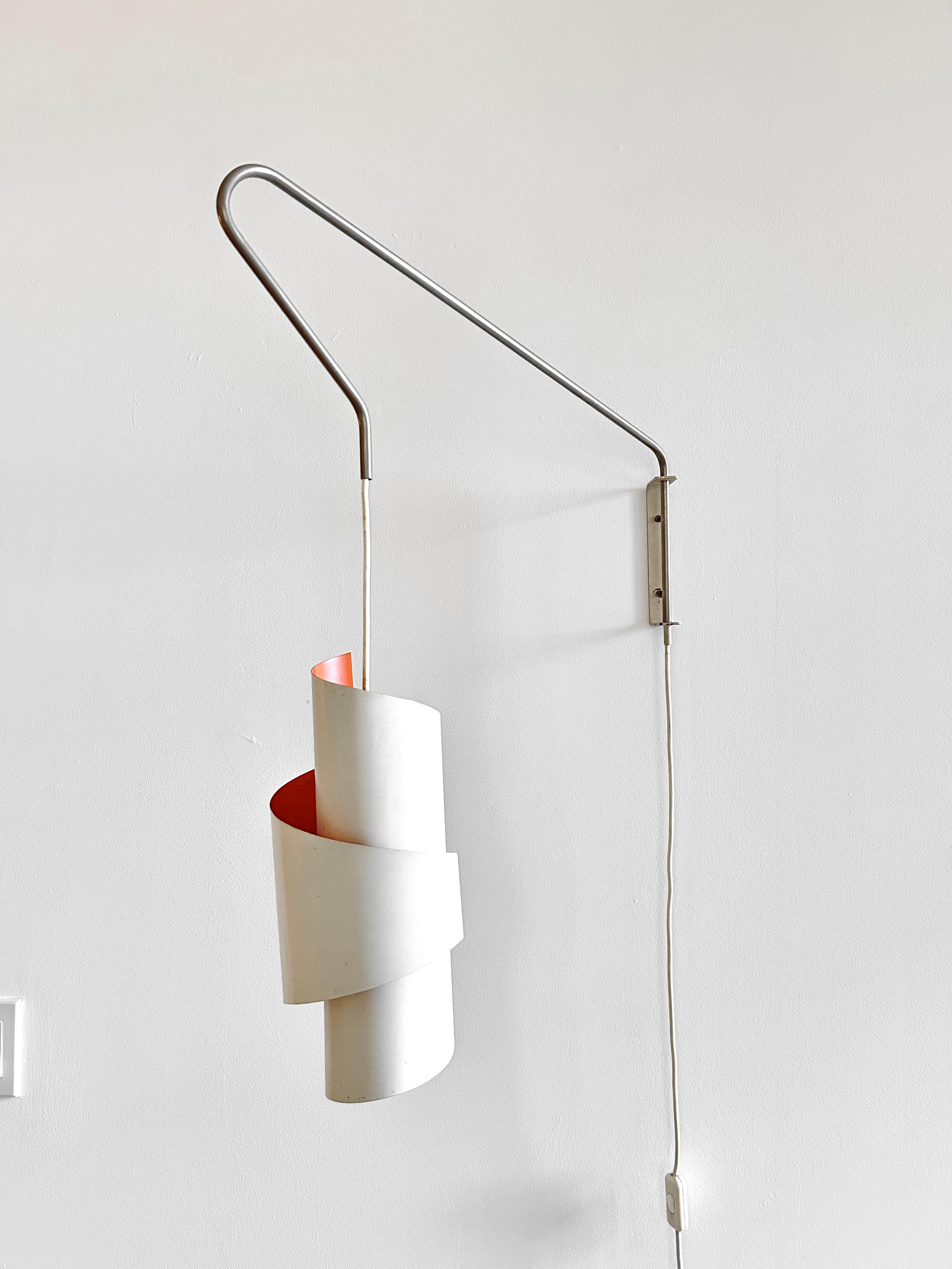 Danish Swirl White Pendant Wall Lamps by Simon Henningsen, Denmark, 1960s For Sale