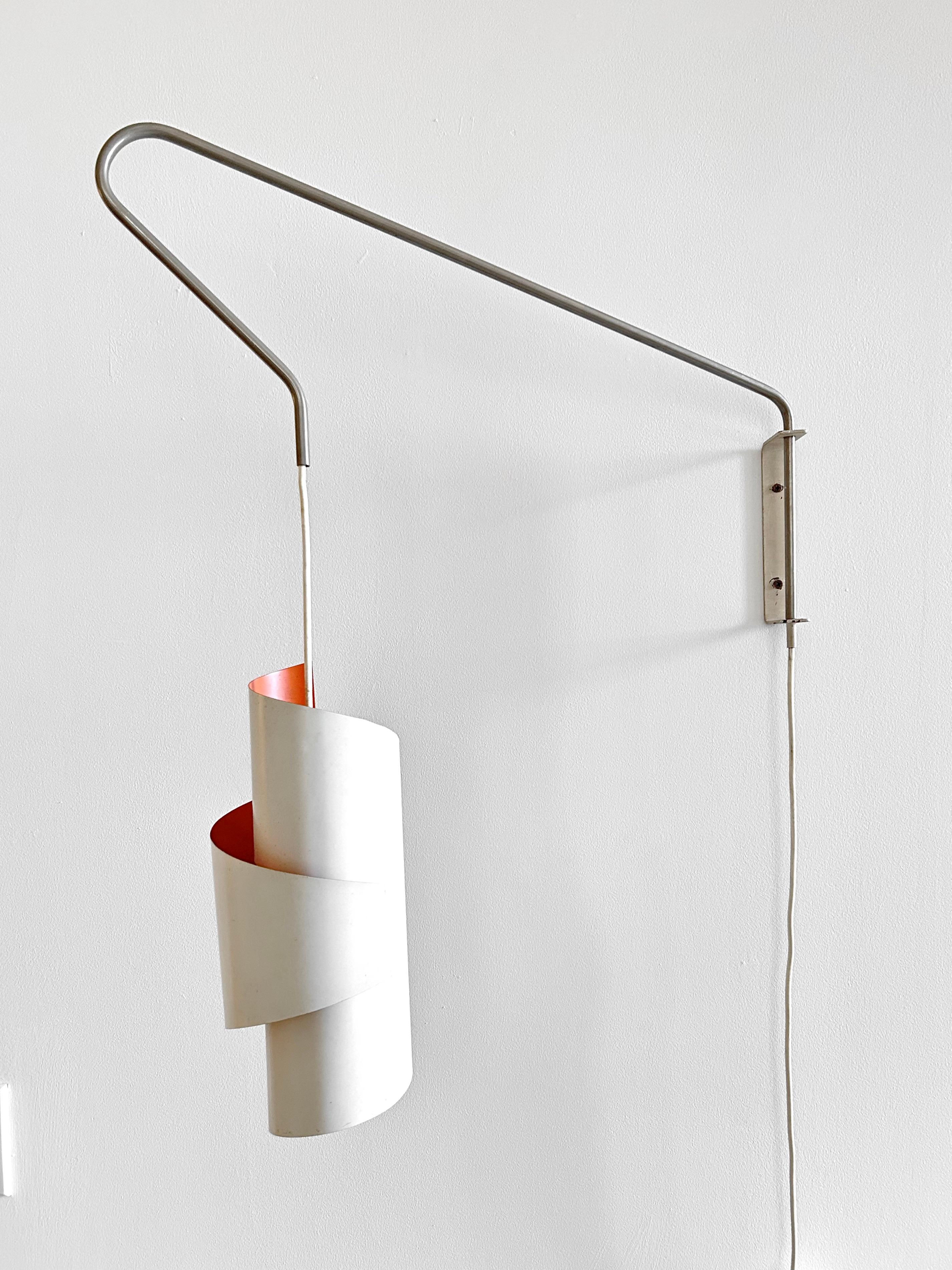 Painted Swirl White Pendant Wall Lamps by Simon Henningsen, Denmark, 1960s For Sale
