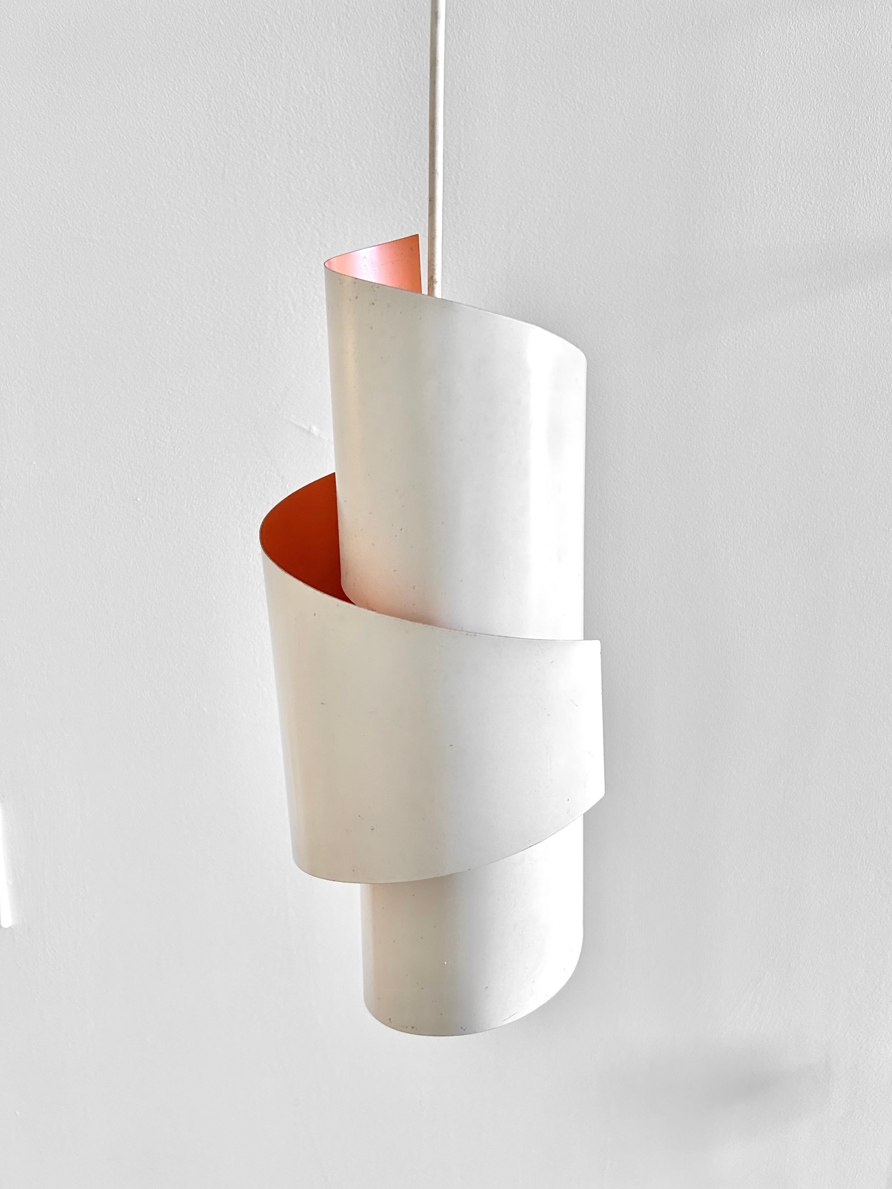 Metal Swirl White Pendant Wall Lamps by Simon Henningsen, Denmark, 1960s For Sale