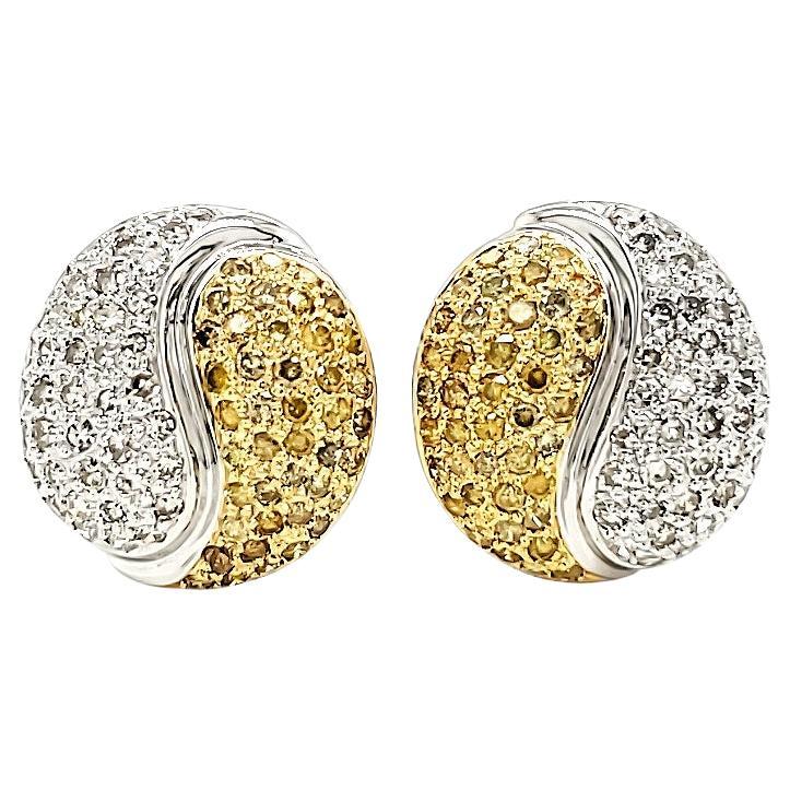 Entwined in an exquisite dance of brilliance, the Swirl Yellow and White Diamond Earrings embody the epitome of luxury, elegance, and timeless beauty.

A celestial dance of 84 yellow diamonds totaling 1.49cts and 84 white diamonds amounting to