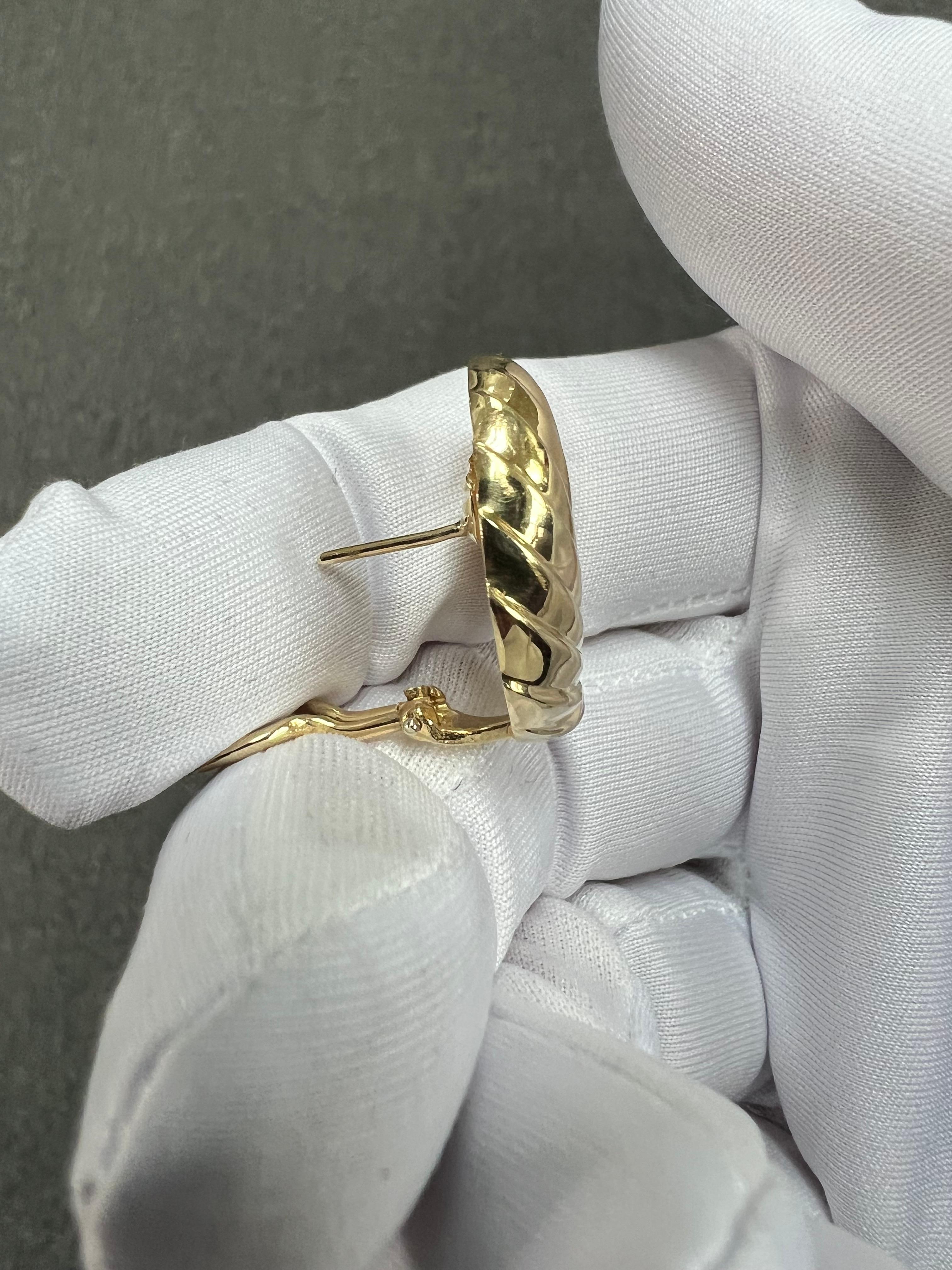 Swirl Yellow Gold Diamond Clip And Post Earrings For Sale 7