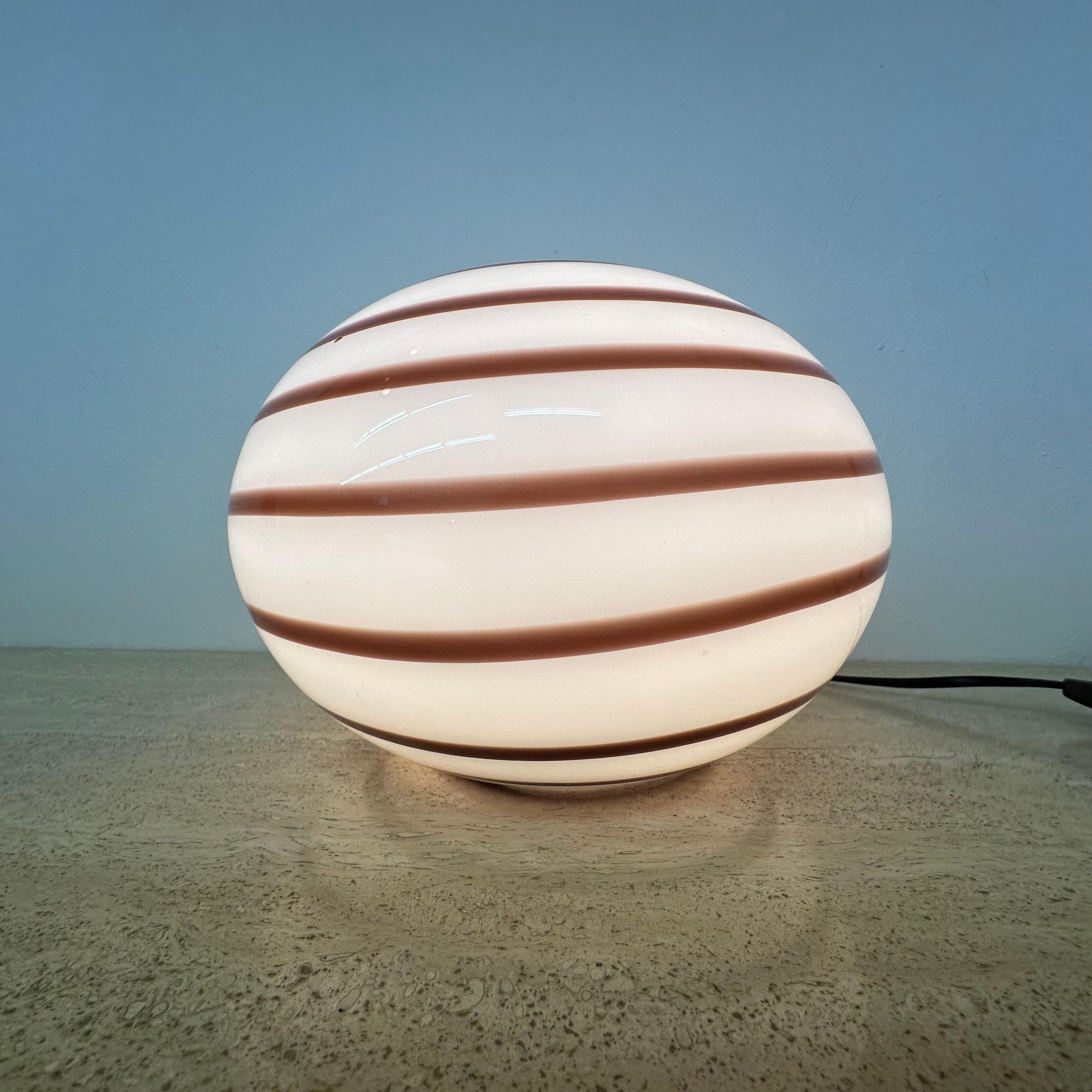 Dutch Swirl Zebra table lamp murano glass , 1970’s