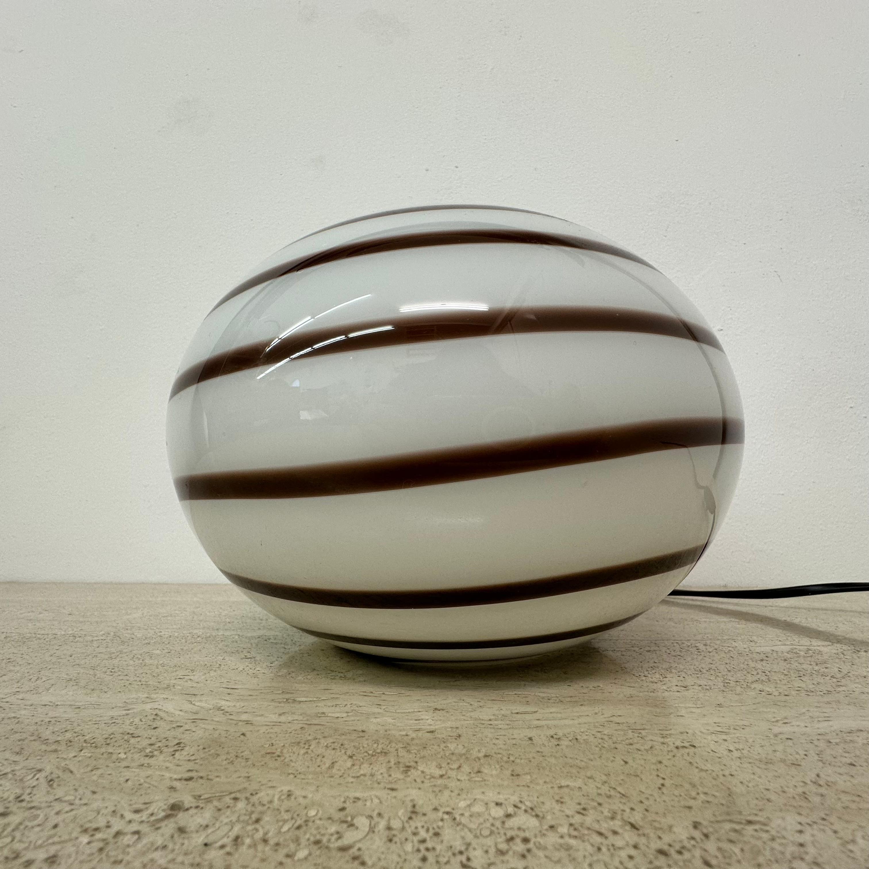 Glass Swirl Zebra table lamp murano glass , 1970’s