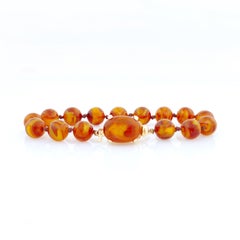 Swirled Amber Art Glass Beaded Bracelet By Crown Trifari, 1960s