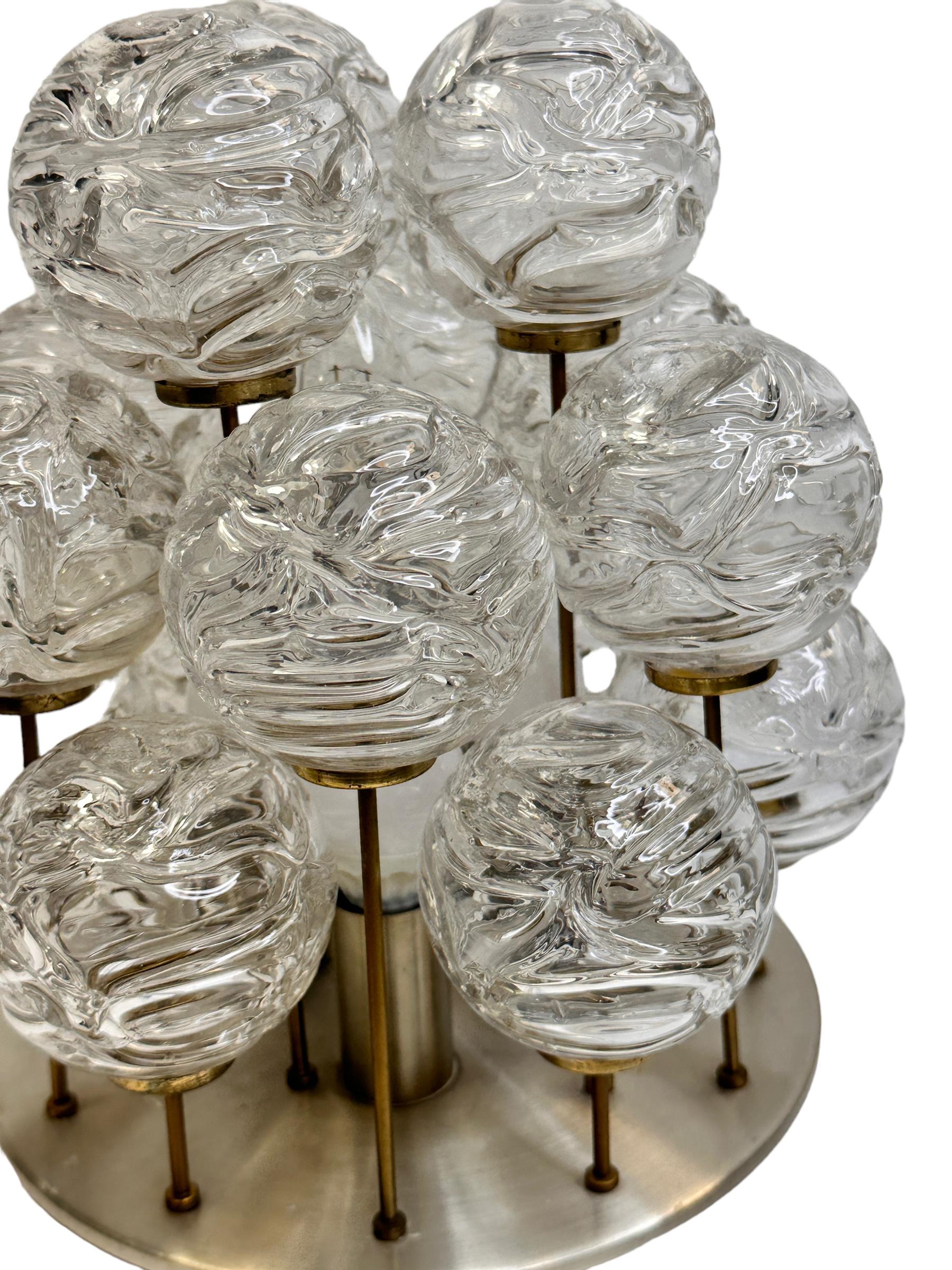 Swirled Glass Ball Flush Mount Fixture by Doria Leuchten, Germany, 1960s For Sale 4