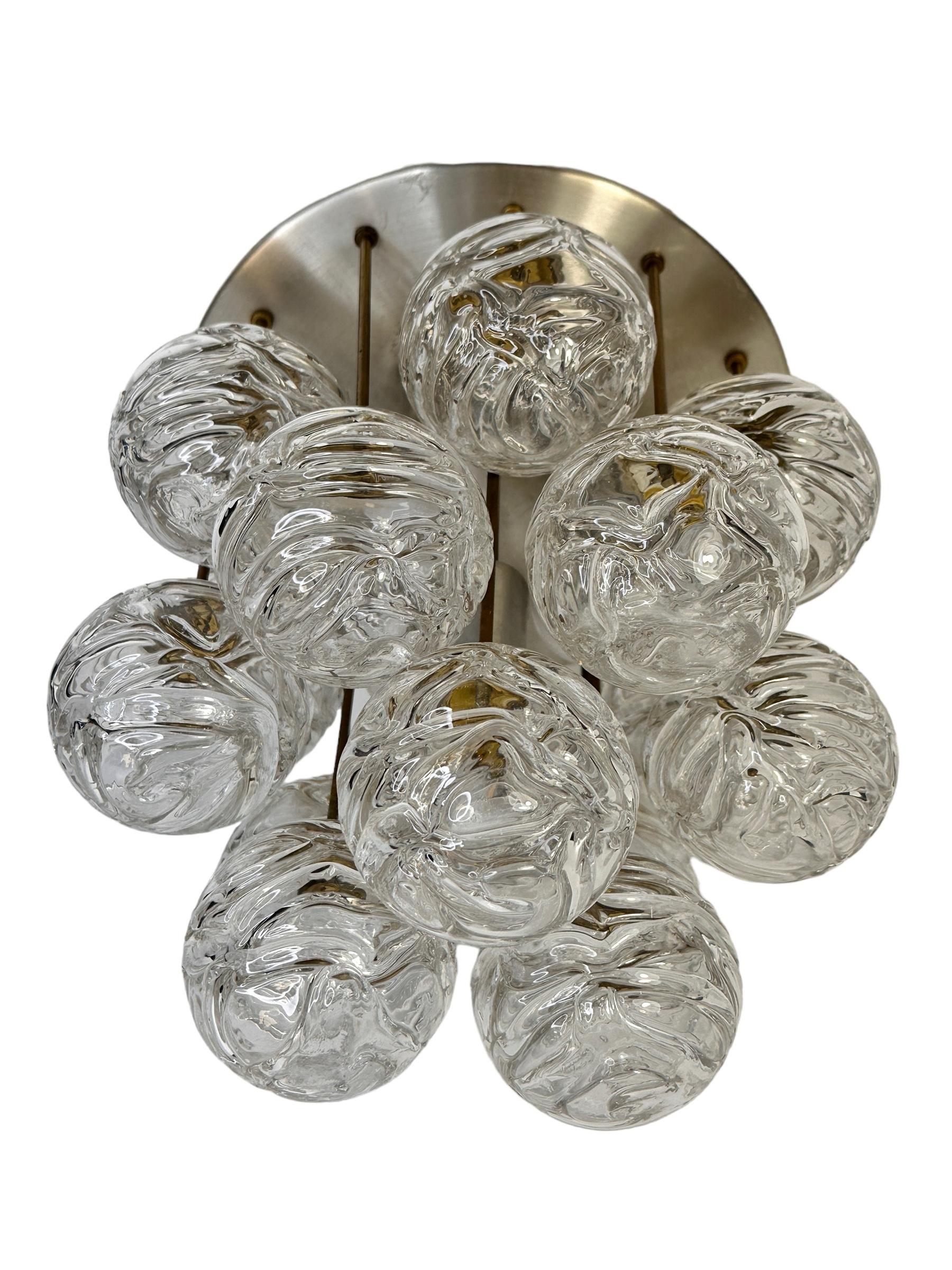 Swirled Glass Ball Flush Mount Fixture by Doria Leuchten, Germany, 1960s In Good Condition For Sale In Nuernberg, DE
