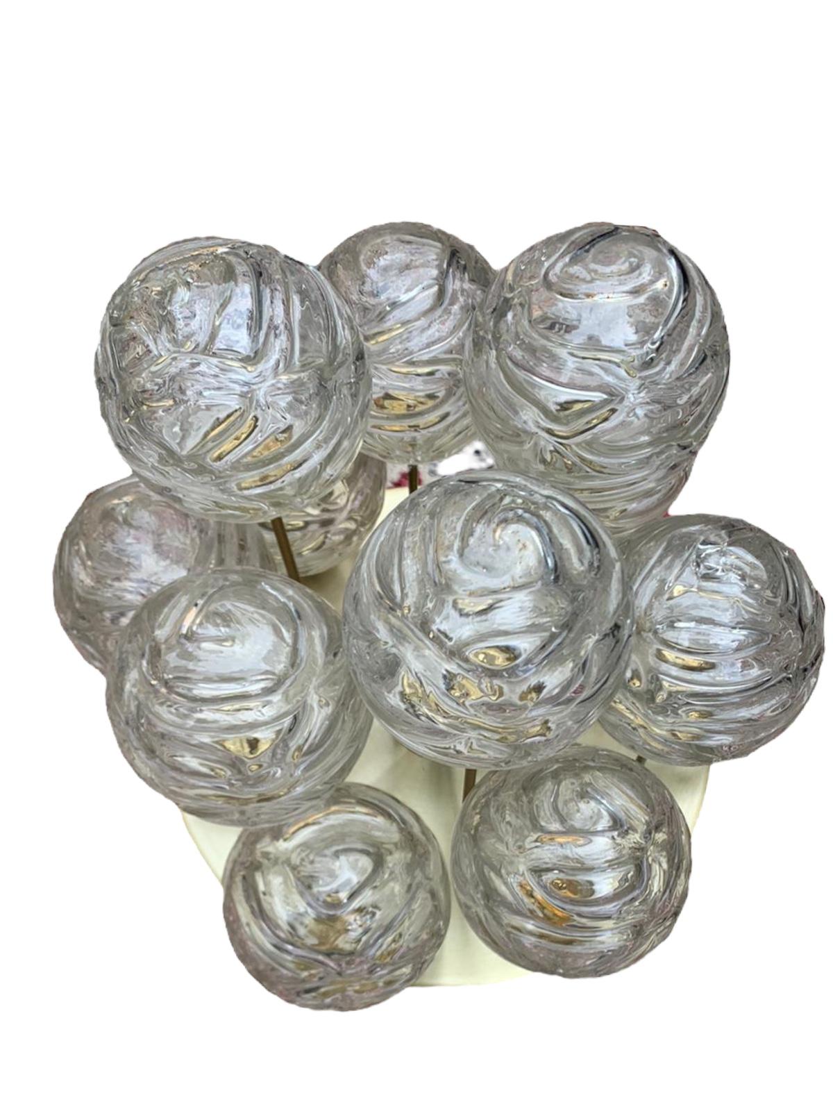 Mid-20th Century Swirled Glass Ball Flush Mount Fixture by Doria Leuchten, Germany, 1960s For Sale