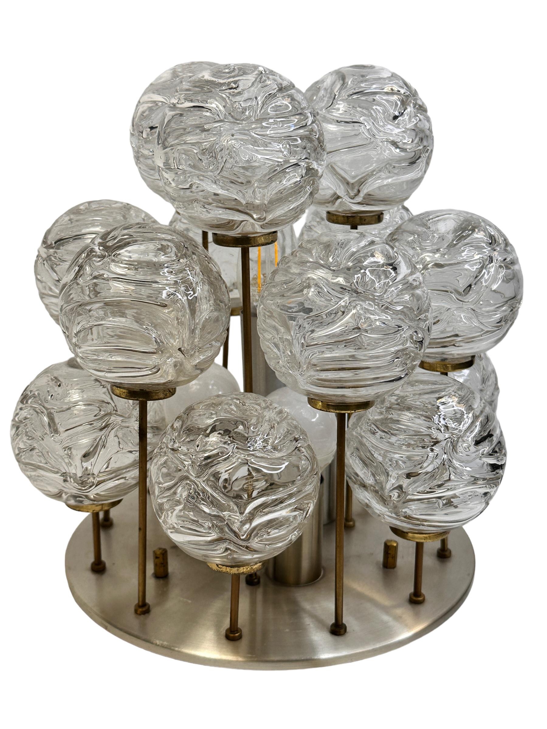 Mid-20th Century Swirled Glass Ball Flush Mount Fixture by Doria Leuchten, Germany, 1960s For Sale
