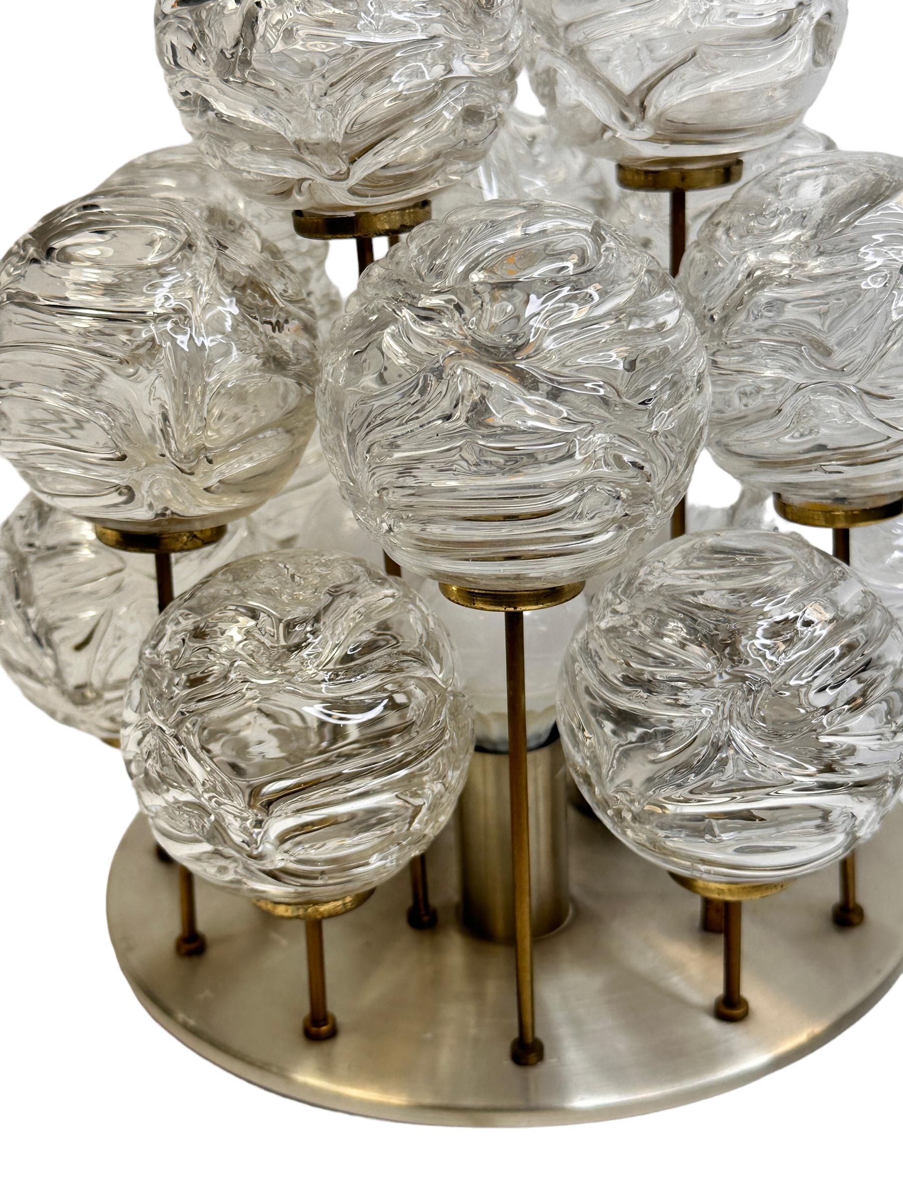 Swirled Glass Ball Flush Mount Fixture by Doria Leuchten, Germany, 1960s For Sale 2