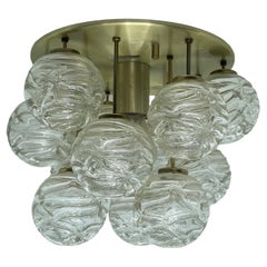 Swirled Glass Ball Flush Mount Fixture by Doria Leuchten, Germany, 1960s