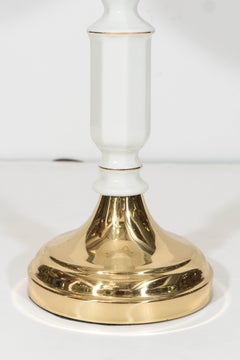 Swirled Murano Glass Shade Lamp on Ceramic Candlestick Base