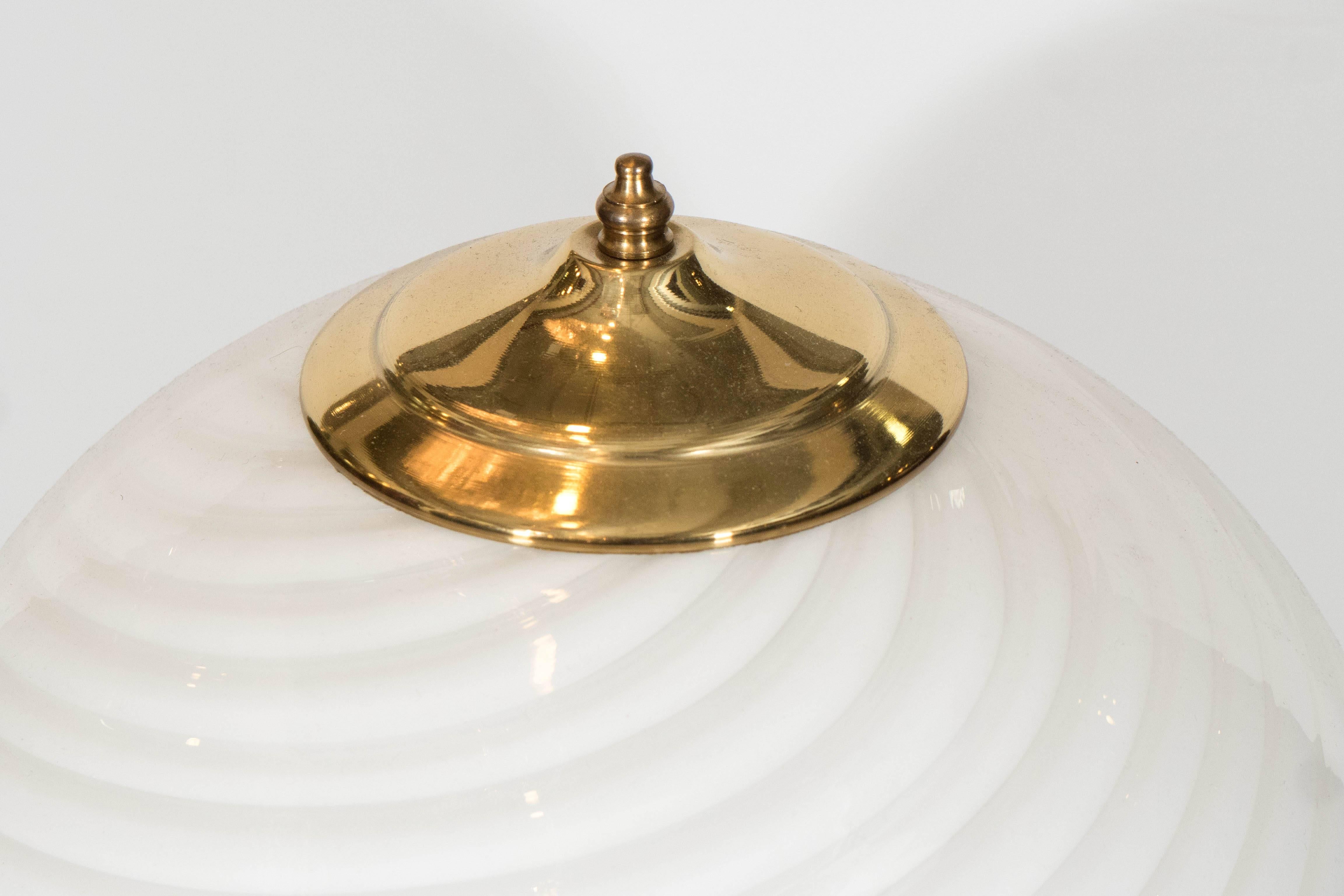 Swirled Murano Glass Shade Lamp on Ceramic Candlestick Base 1
