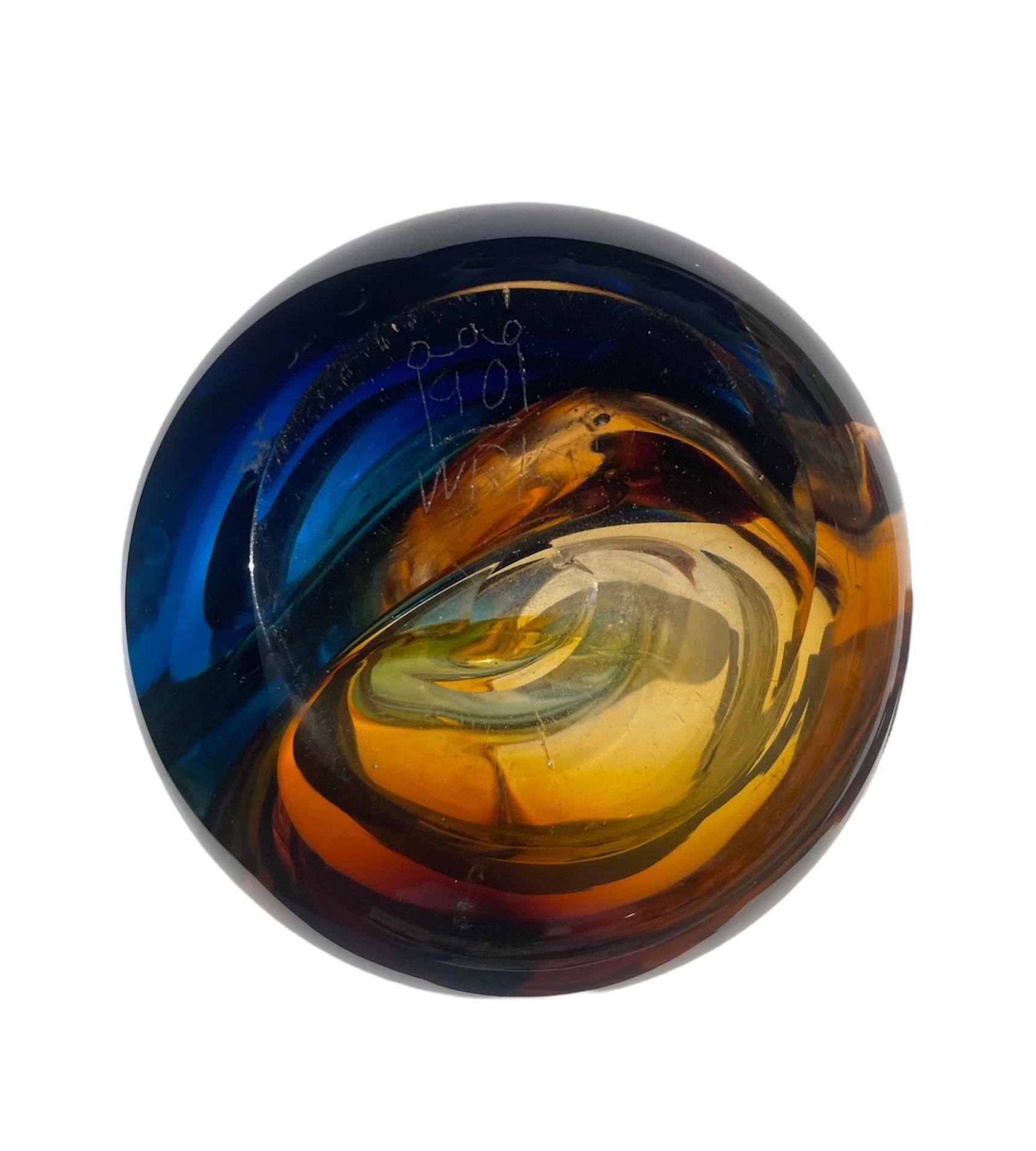 Modern Swirled Vase, Art Glass signed 90 WRK
