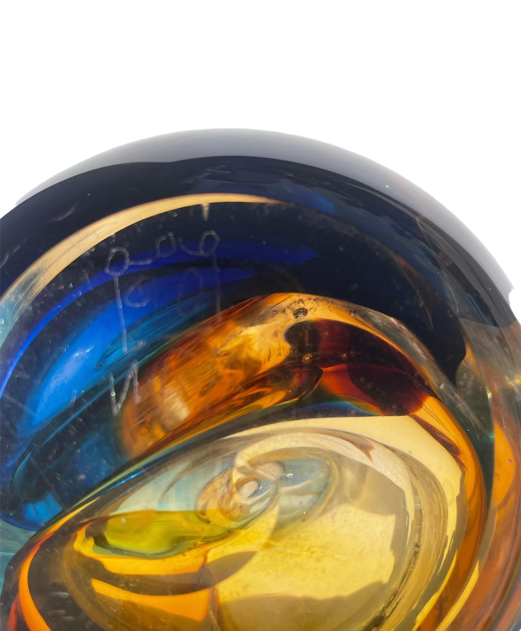 American Swirled Vase, Art Glass signed 90 WRK