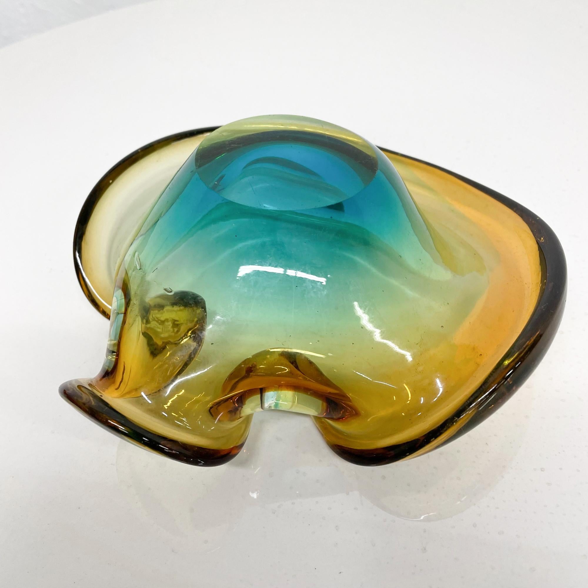Swirling Color Curled Murano Sommerso Art Glass Ashtray Bowl Seguso Italy 1970s 3