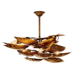 Swirling Foliage Chandelier in the manner of Tommaso Barbi, Europe 1960s