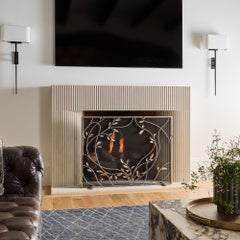 Swirling Jasmine Vines Fireplace Screen in Aged Silver