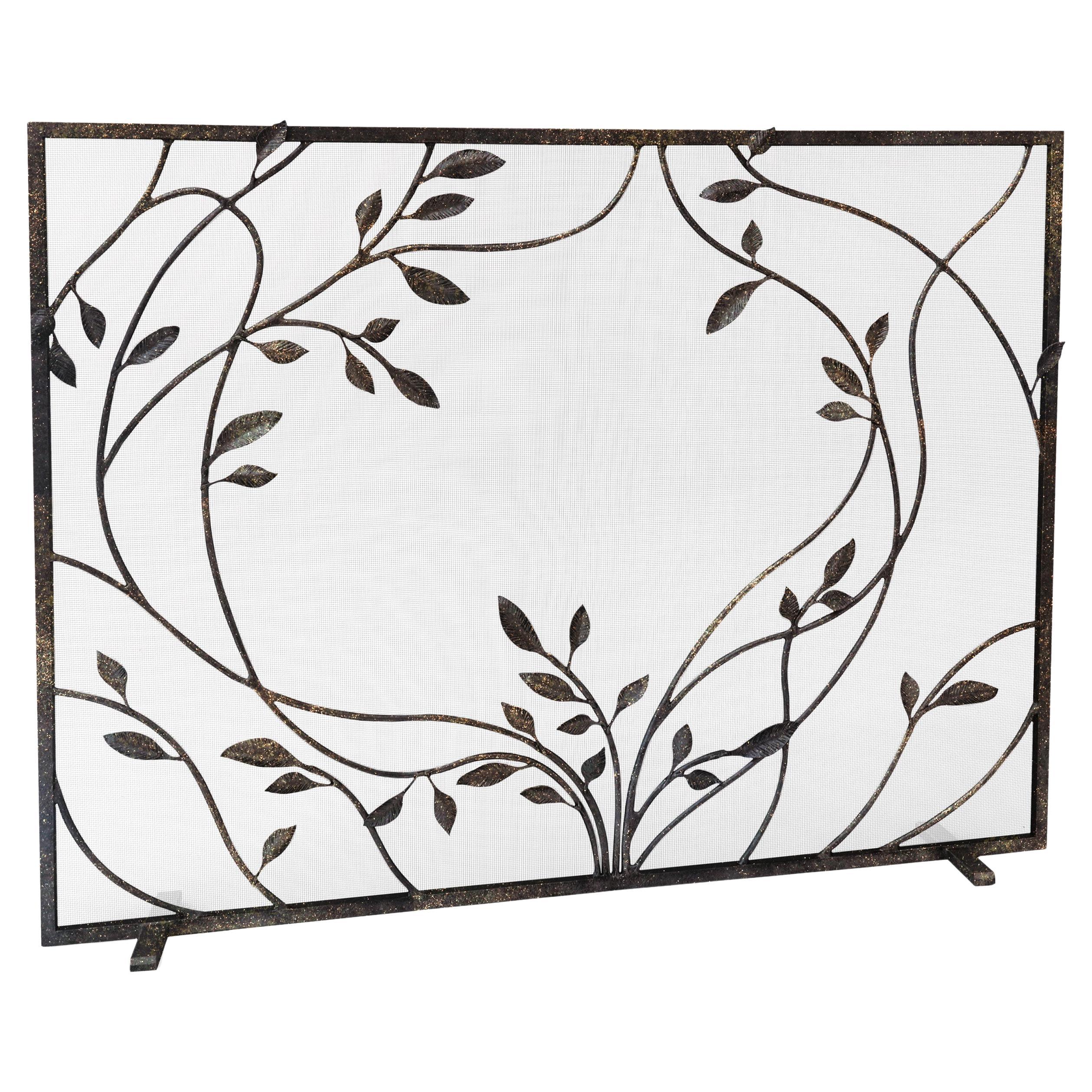 Écran de cheminée Swirling Jasmine Vines in Gold Rubbed Black