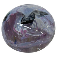 Swirling Lavender Art Glass Desk Paperweight Vintage Modern 1970s