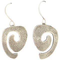 Swirls, dangle earrings, cast silver by Melanie Yazzie New Navajo contemporary