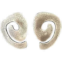 Boucles d'oreilles tourbillonnantes en argent Melanie Yazzie en spirale Navajo contemporain, neuves