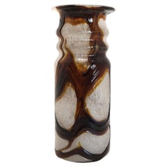 Swirly Multicolored Hand-Made Glass Vase, 1970s