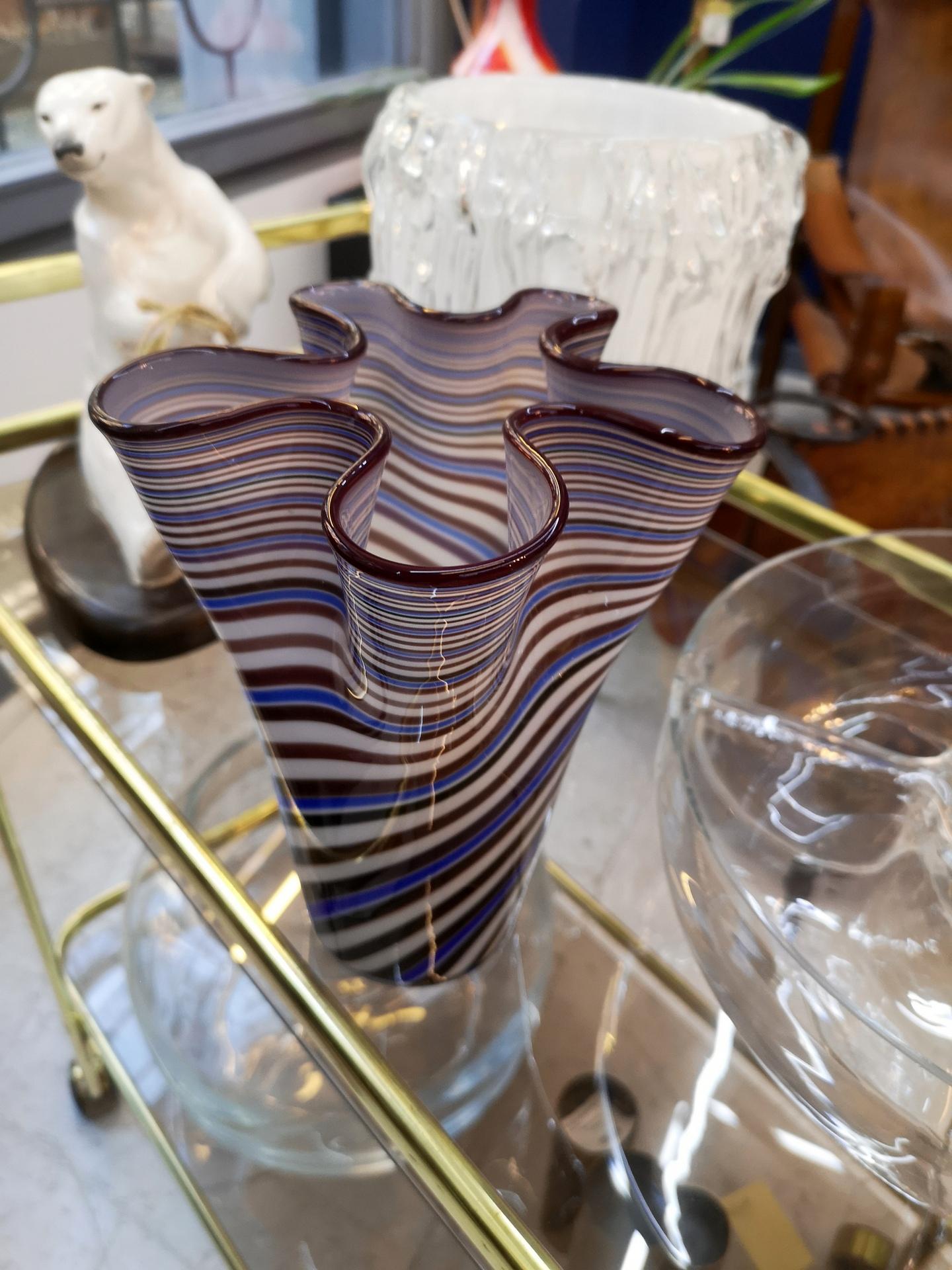 Mid-Century Modern Swirly Multicolored Murano Glass Vase, 1970s