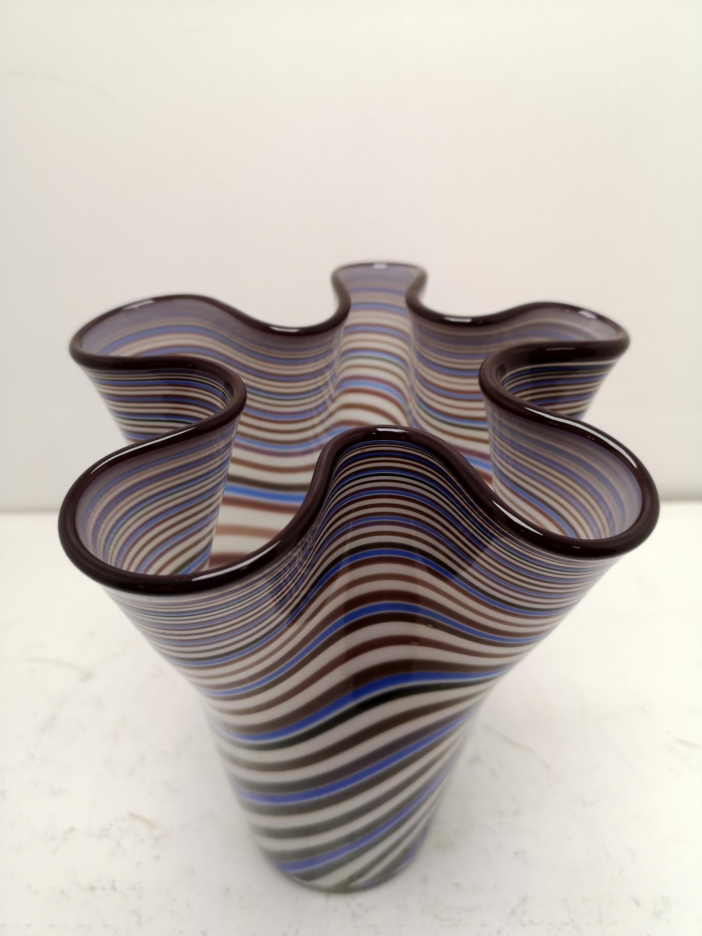 Swirly Multicolored Murano Glass Vase, 1970s In Good Condition In Budapest, HU